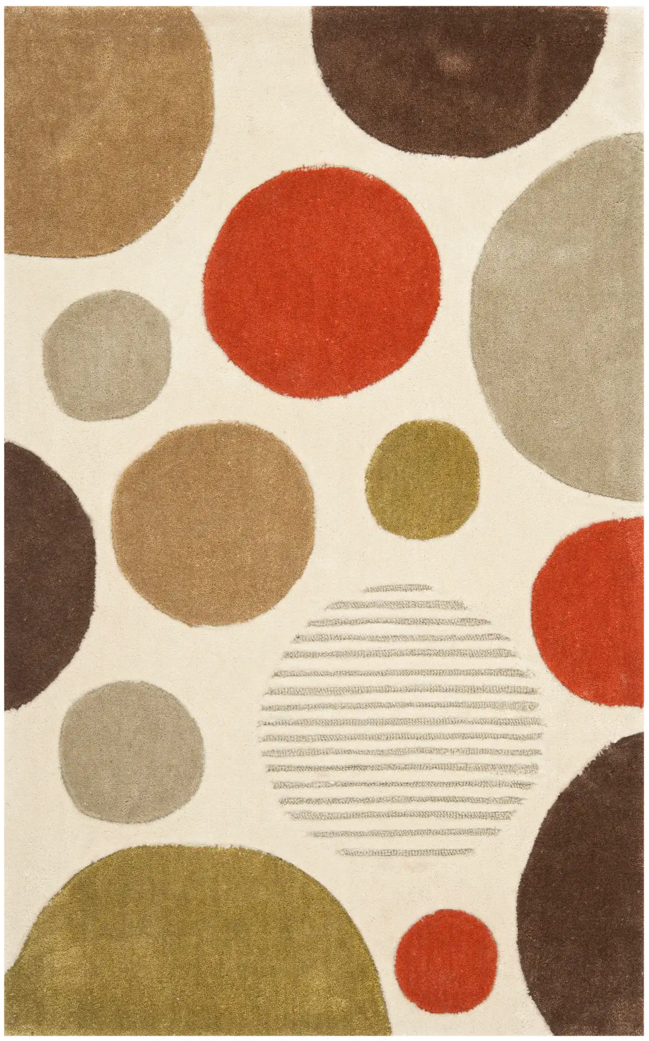 Modern Art Scattered Circles Hand-Tufted Rug in Ivory / Multicolor