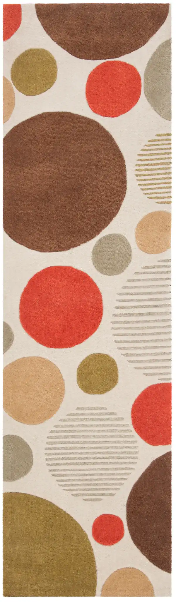 Modern Art Scattered Circles Hand-Tufted Rug in Ivory / Multicolor, detail view