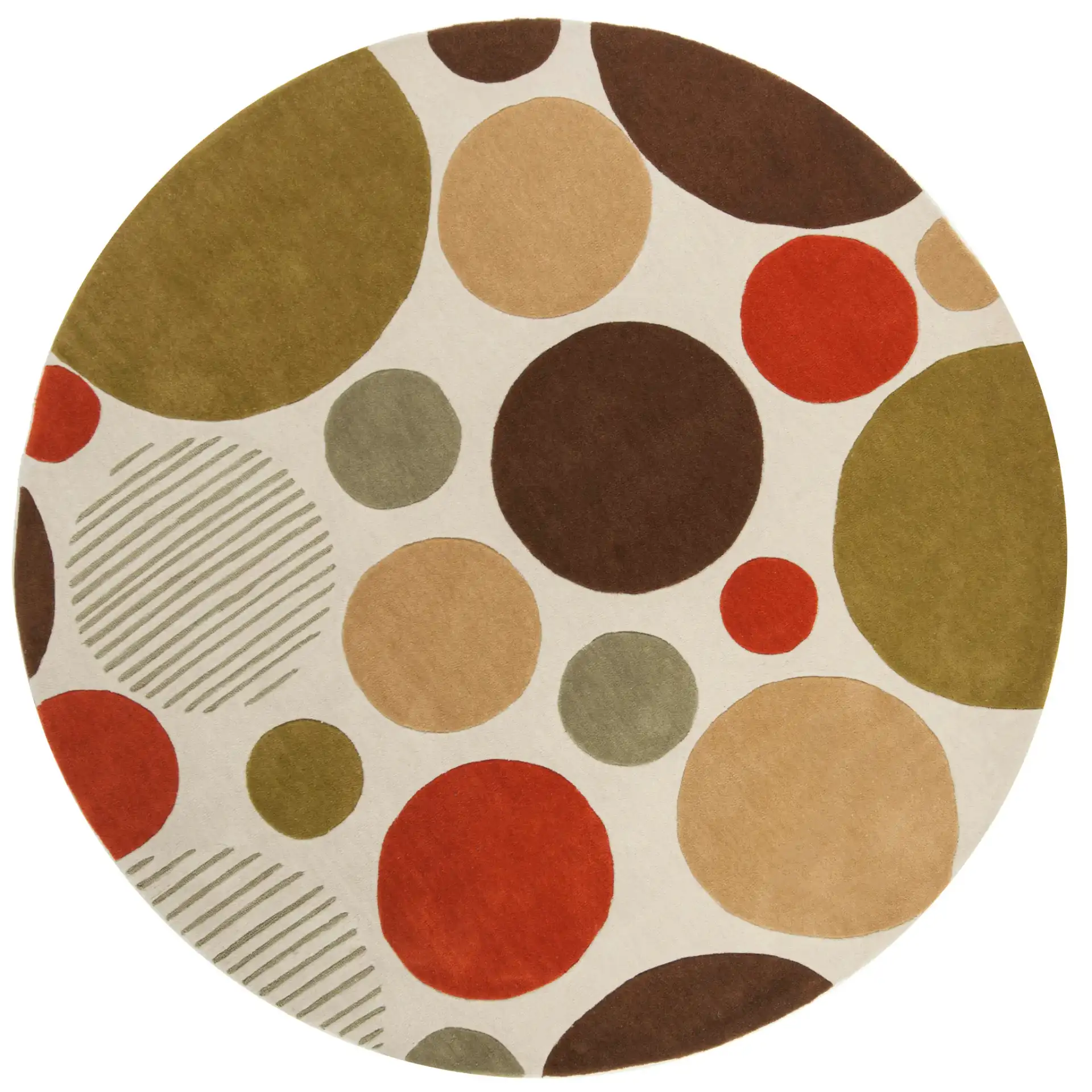 Modern Art Scattered Circles Hand-Tufted Rug in Ivory / Multicolor, detail view