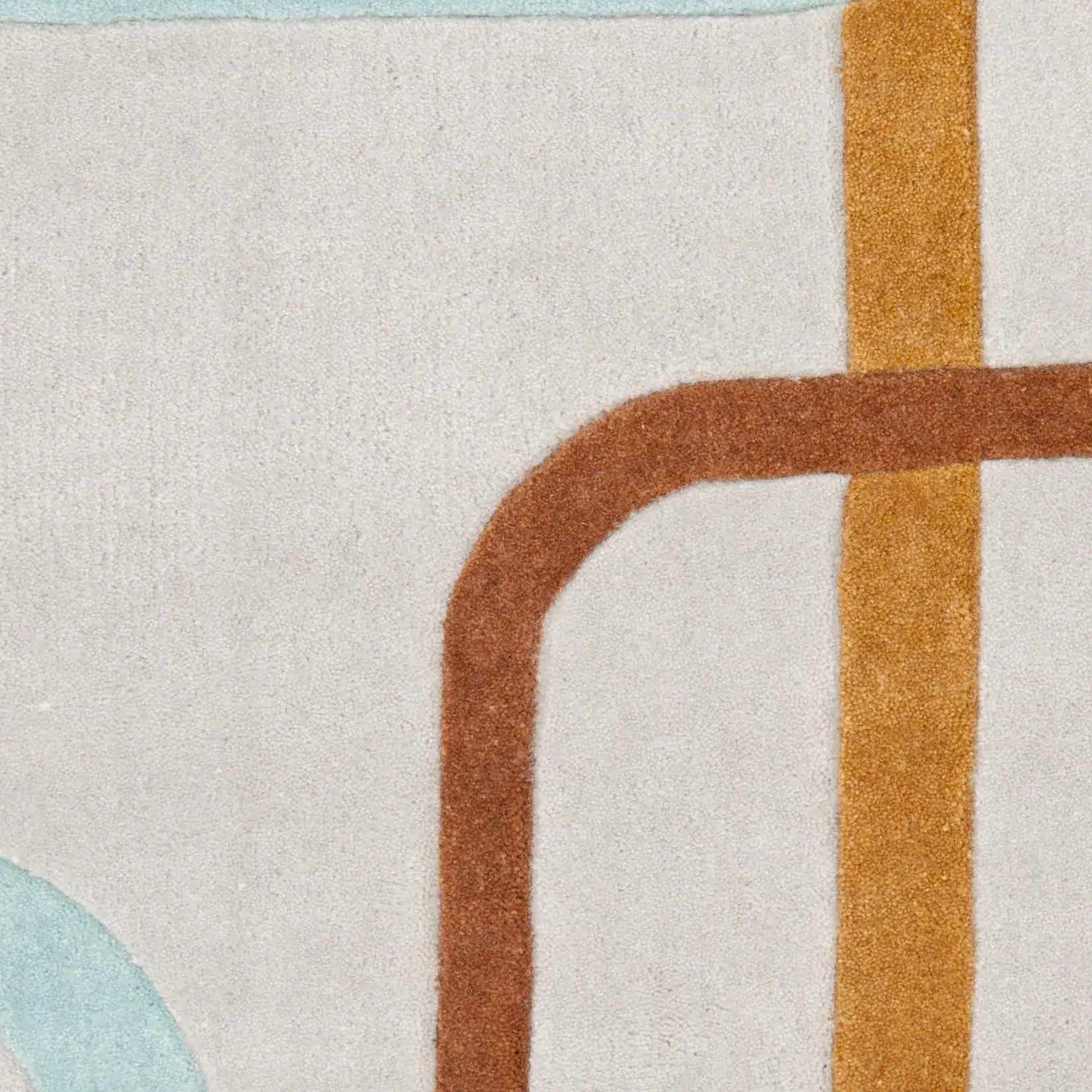 Modern Art Interlocking Loops Hand-Tufted Rug in Multicolor in a styled room