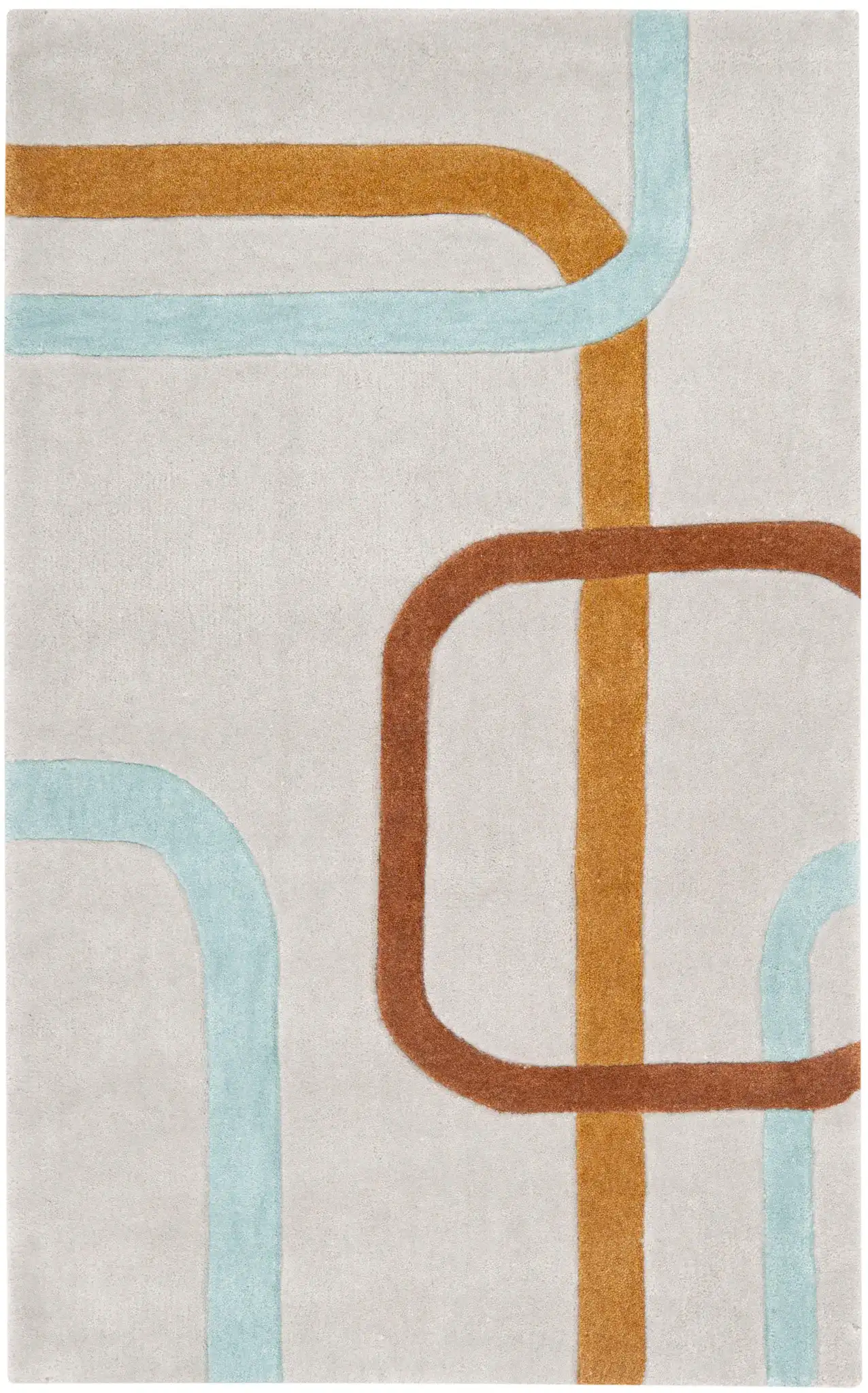 Modern Art Interlocking Loops Hand-Tufted Rug in Multicolor, detail view