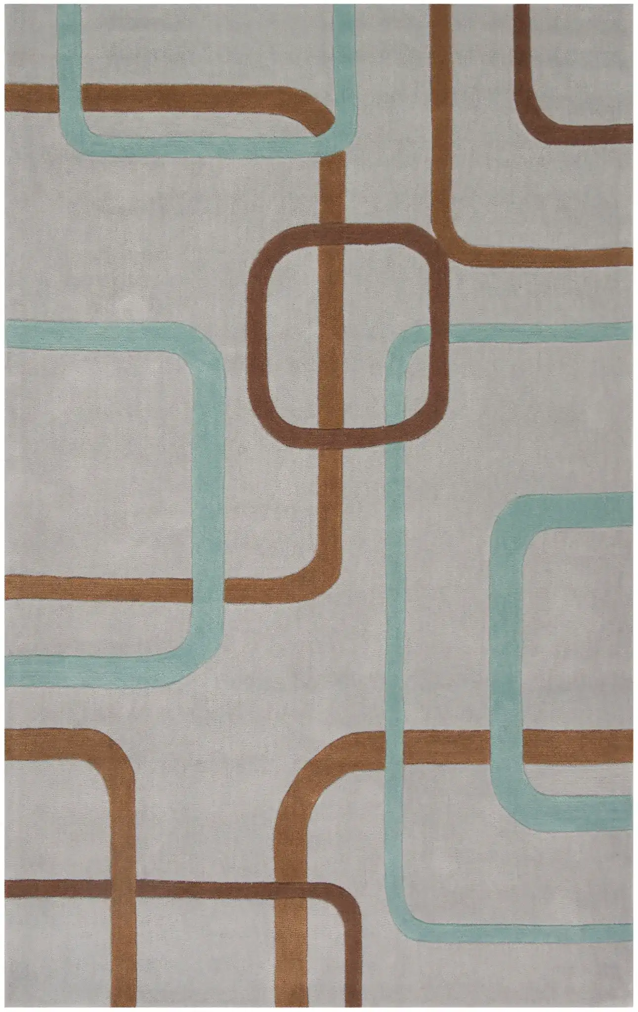 Modern Art Interlocking Loops Hand-Tufted Rug in Multicolor, detail view