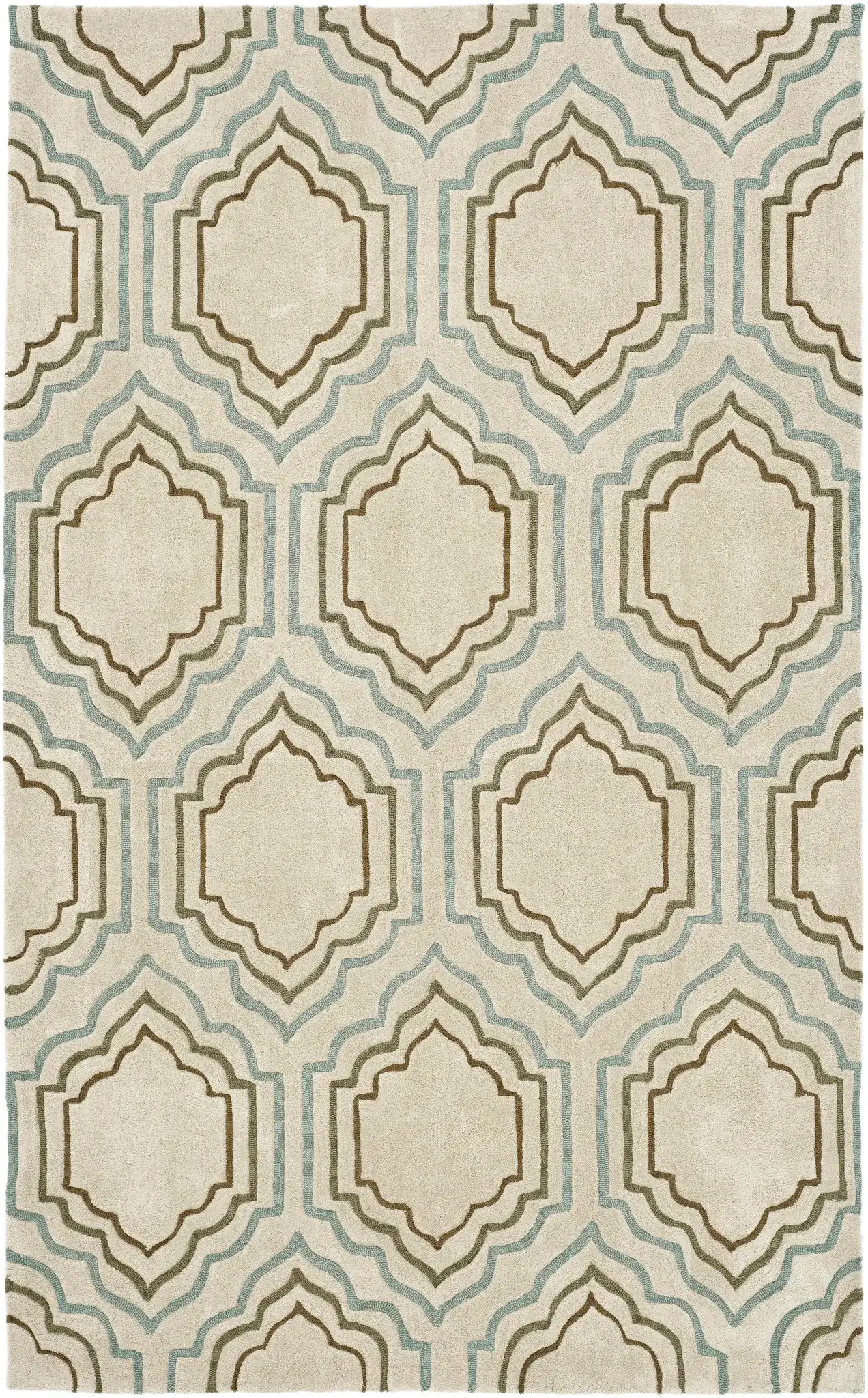 Modern Art Ogee Trellis Hand-Tufted Rug in Beige / Multicolor