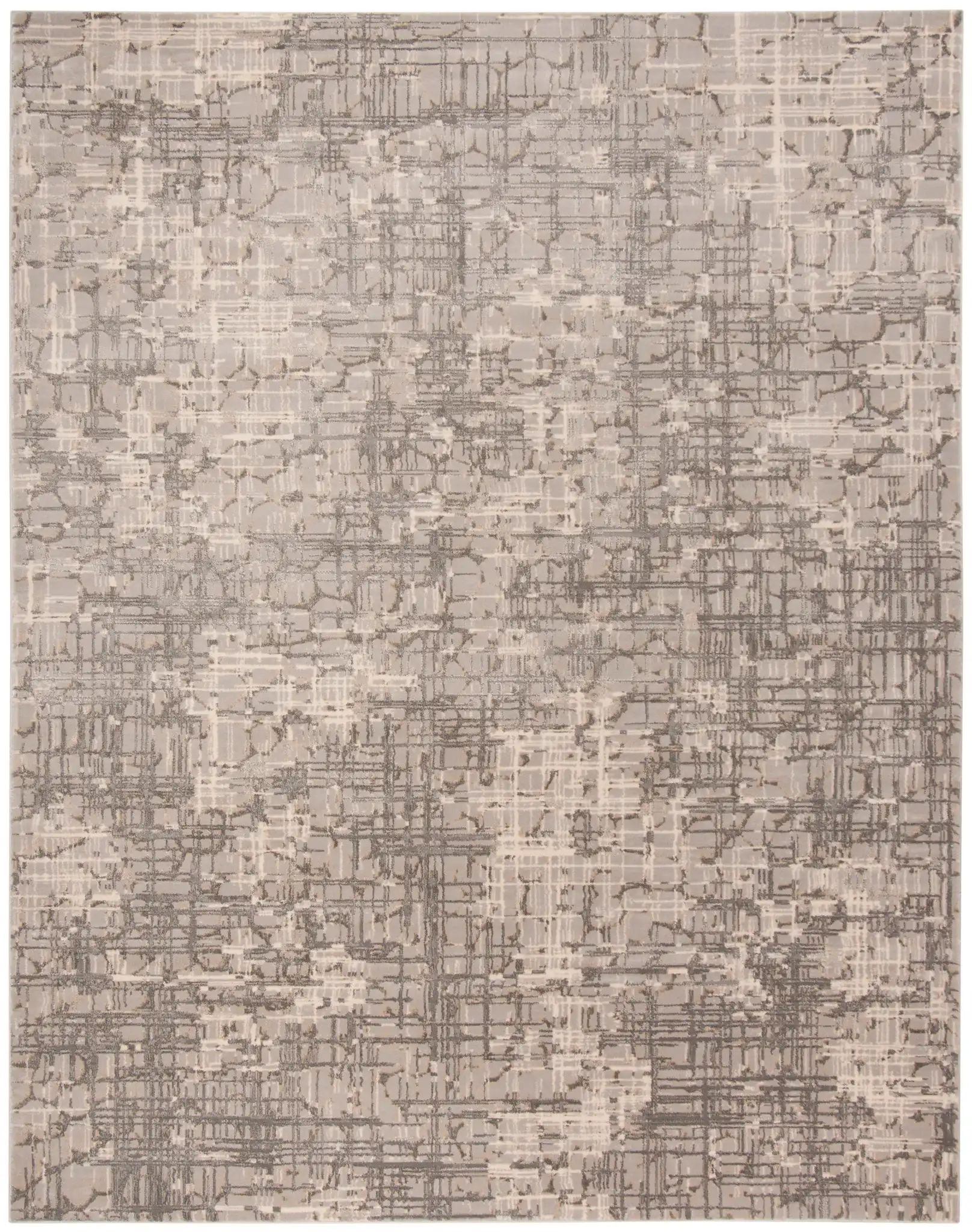 Meadow Abstract Grid Rug in Gray