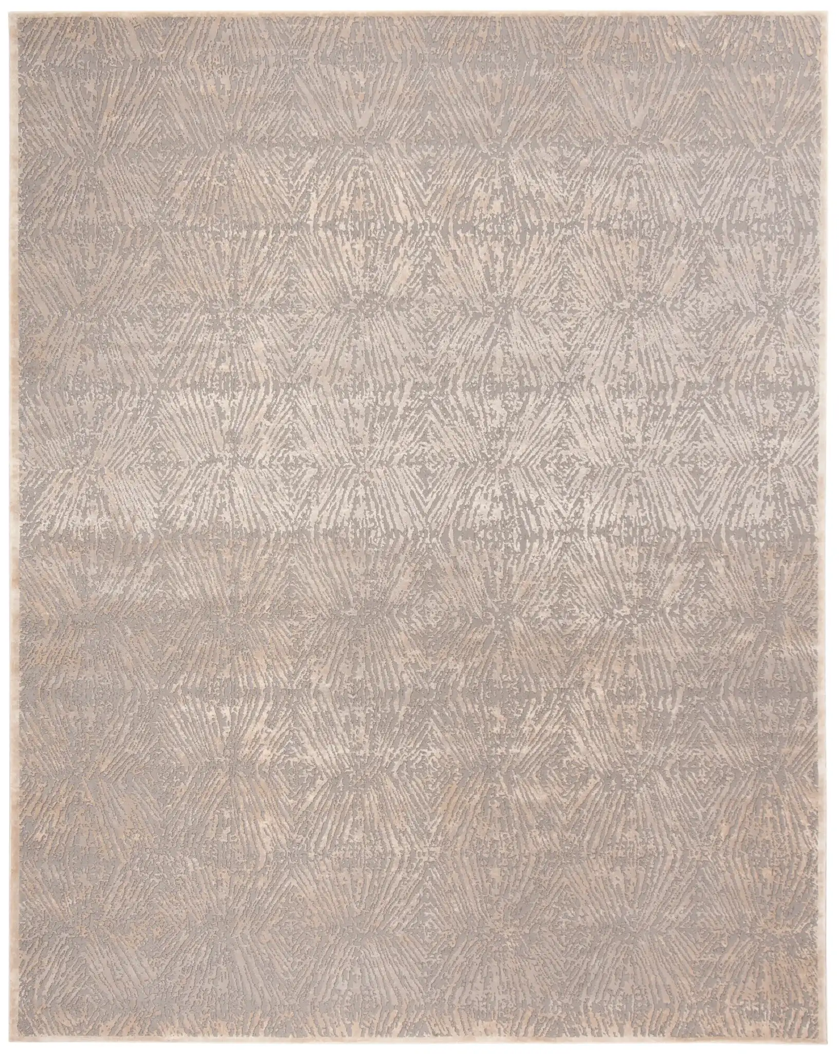 Meadow Textured Diamond Rug in Ivory / Gray