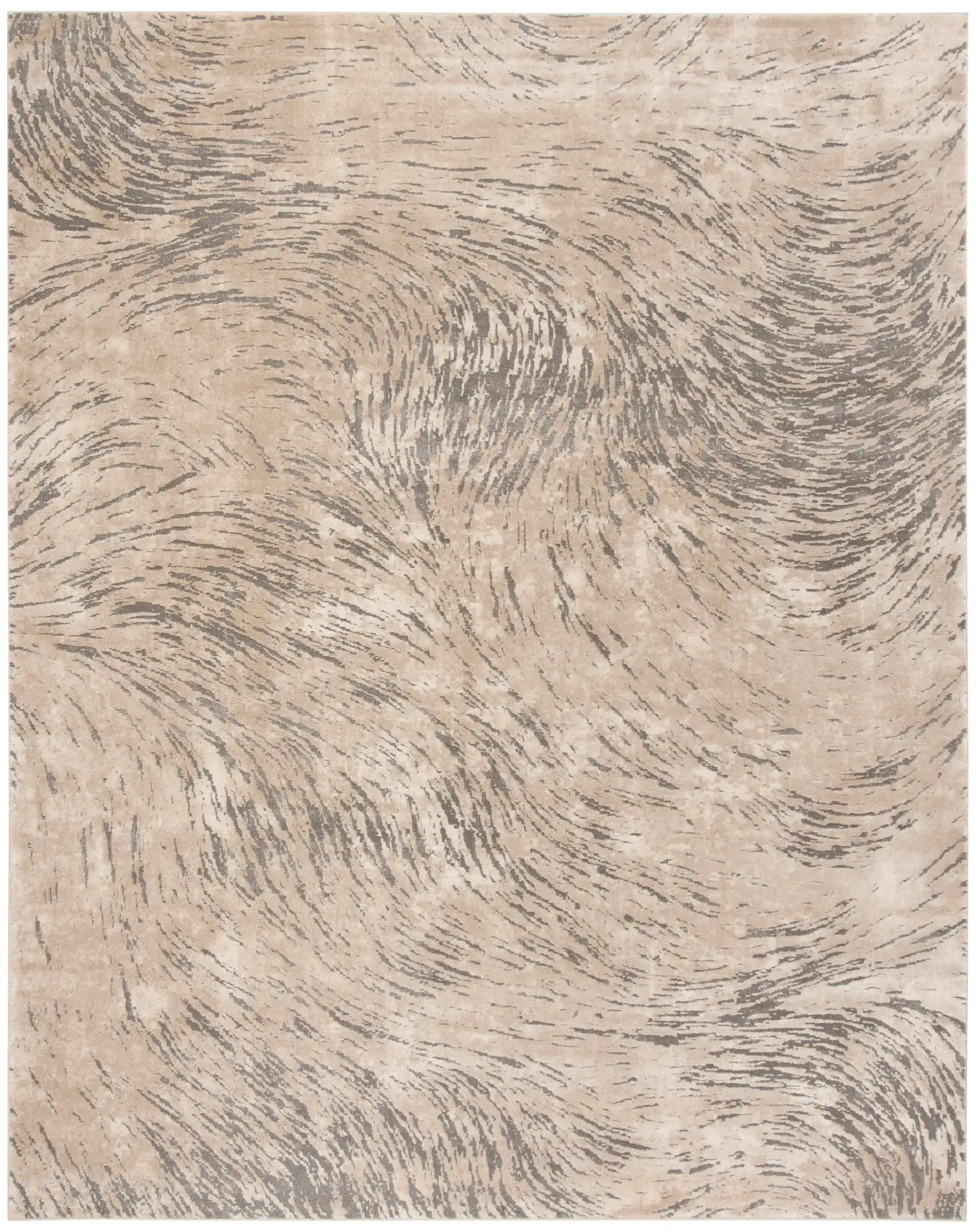 Meadow Abstract Swirl Rug in Ivory / Gray