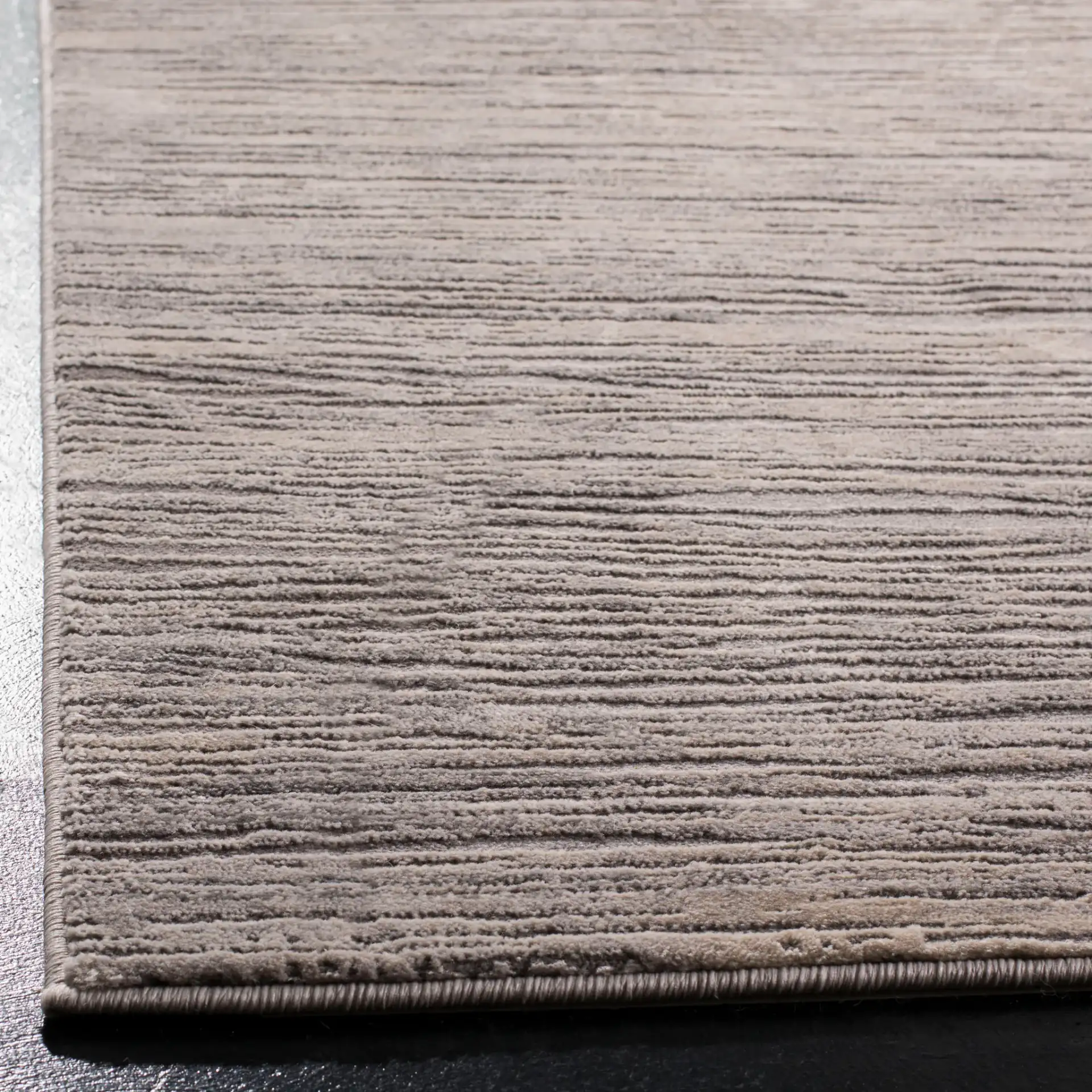 Meadow Linear Stripe Rug in Ivory / Gray in a styled room