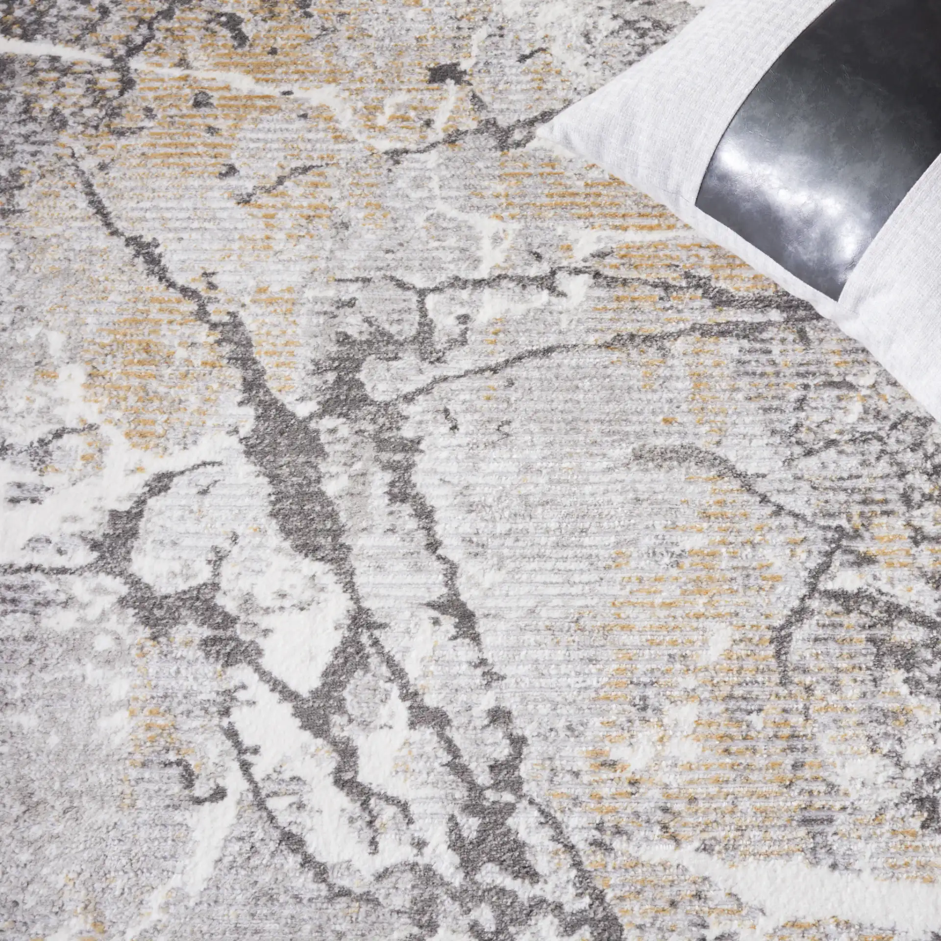Meadow Elysian Marble Rug in Light Gray / Dark Gray in a styled room
