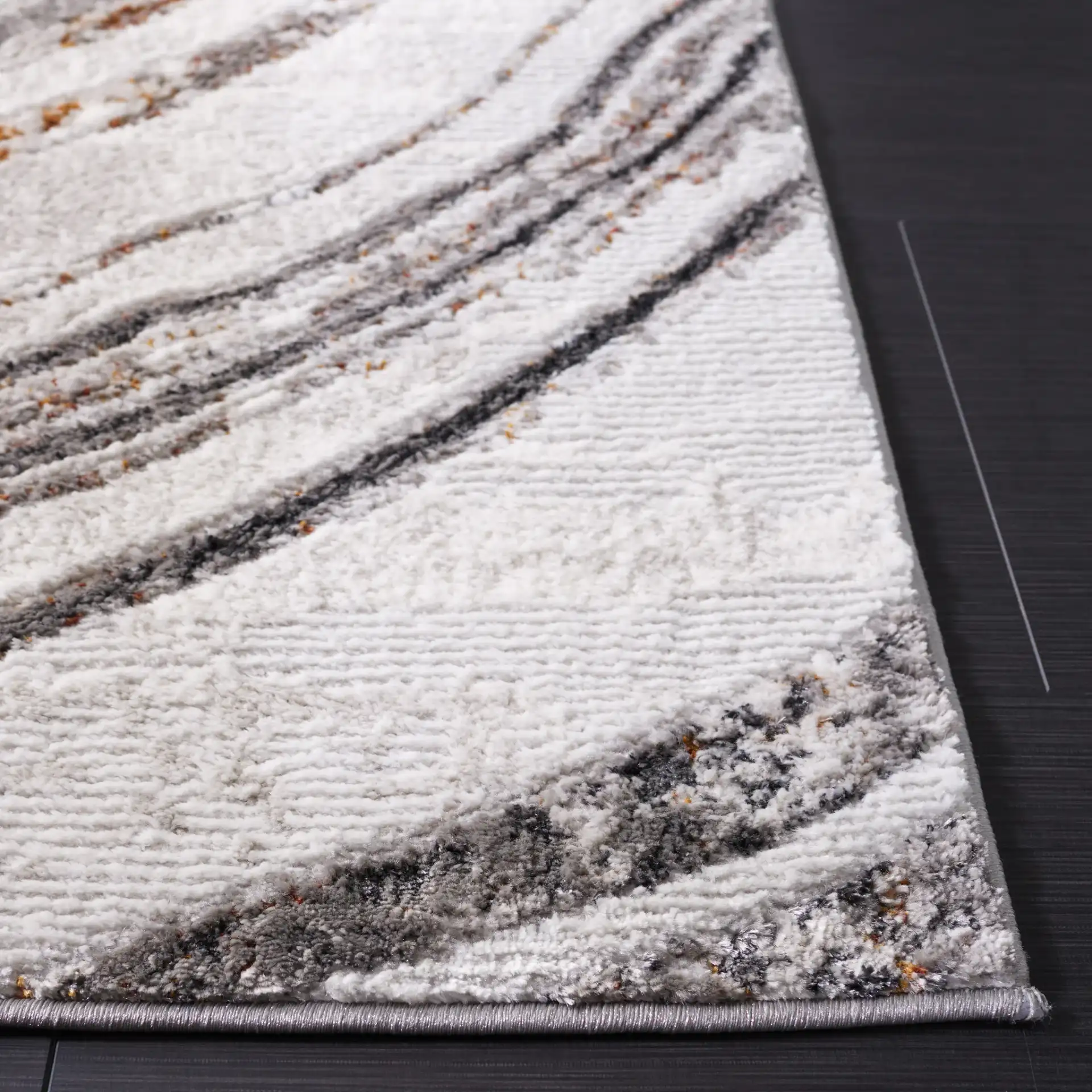 Meadow Marbled Wave Rug in Light Gray / Black in a styled room