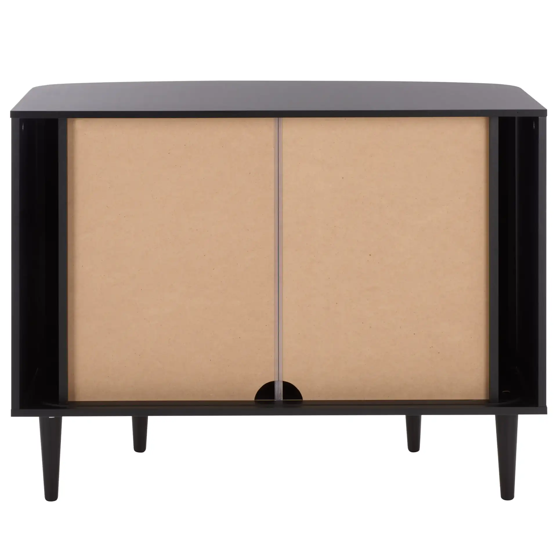 Sabby Tambour Door Compact Sideboard in Black, detail view