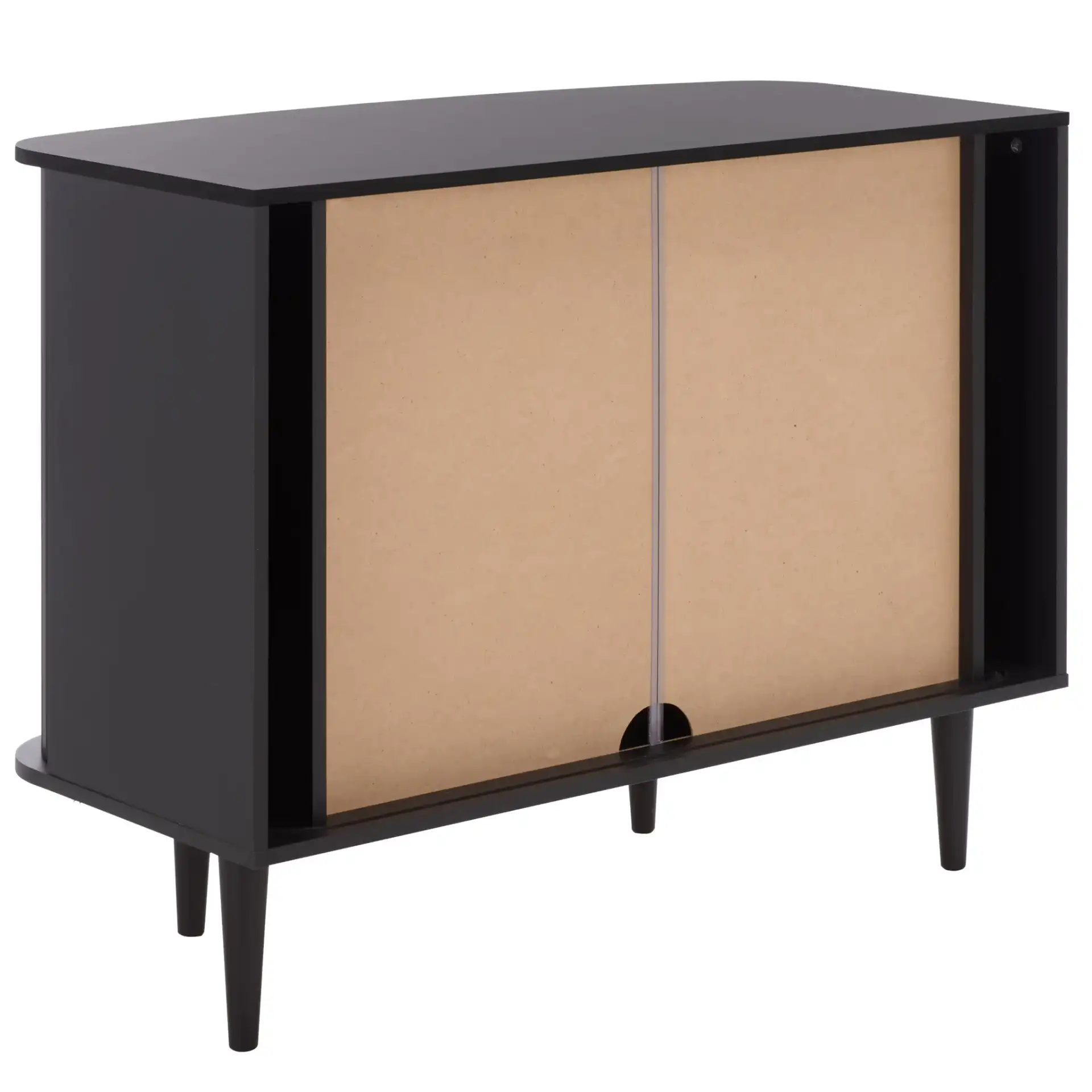 Sabby Tambour Door Compact Sideboard in Black, detail view