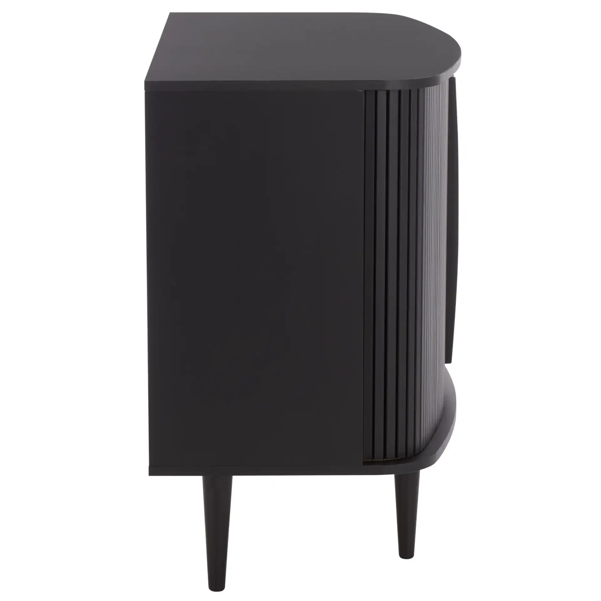 Sabby Tambour Door Compact Sideboard in Black, detail view