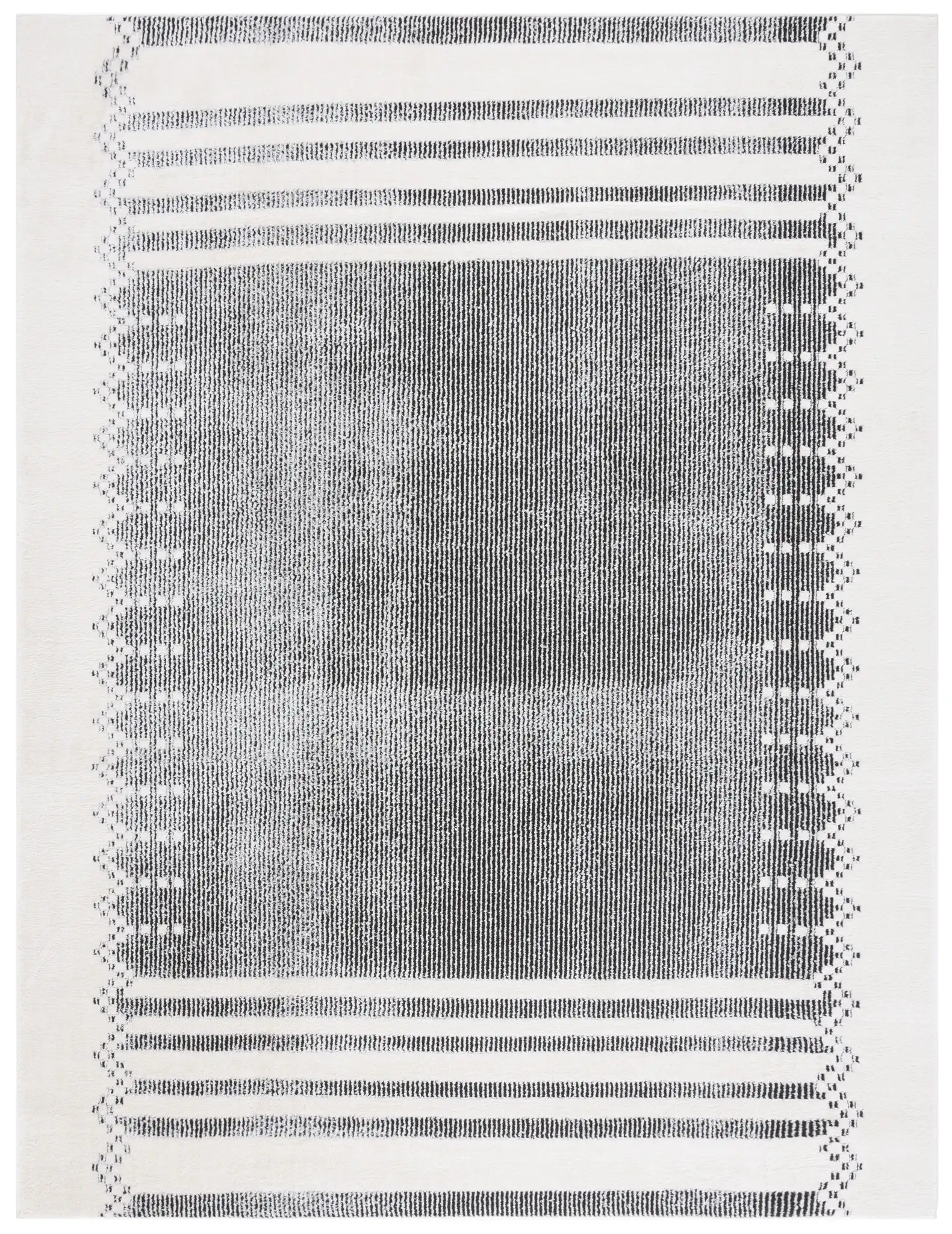Melody Striped Border Rug in Ivory / Black