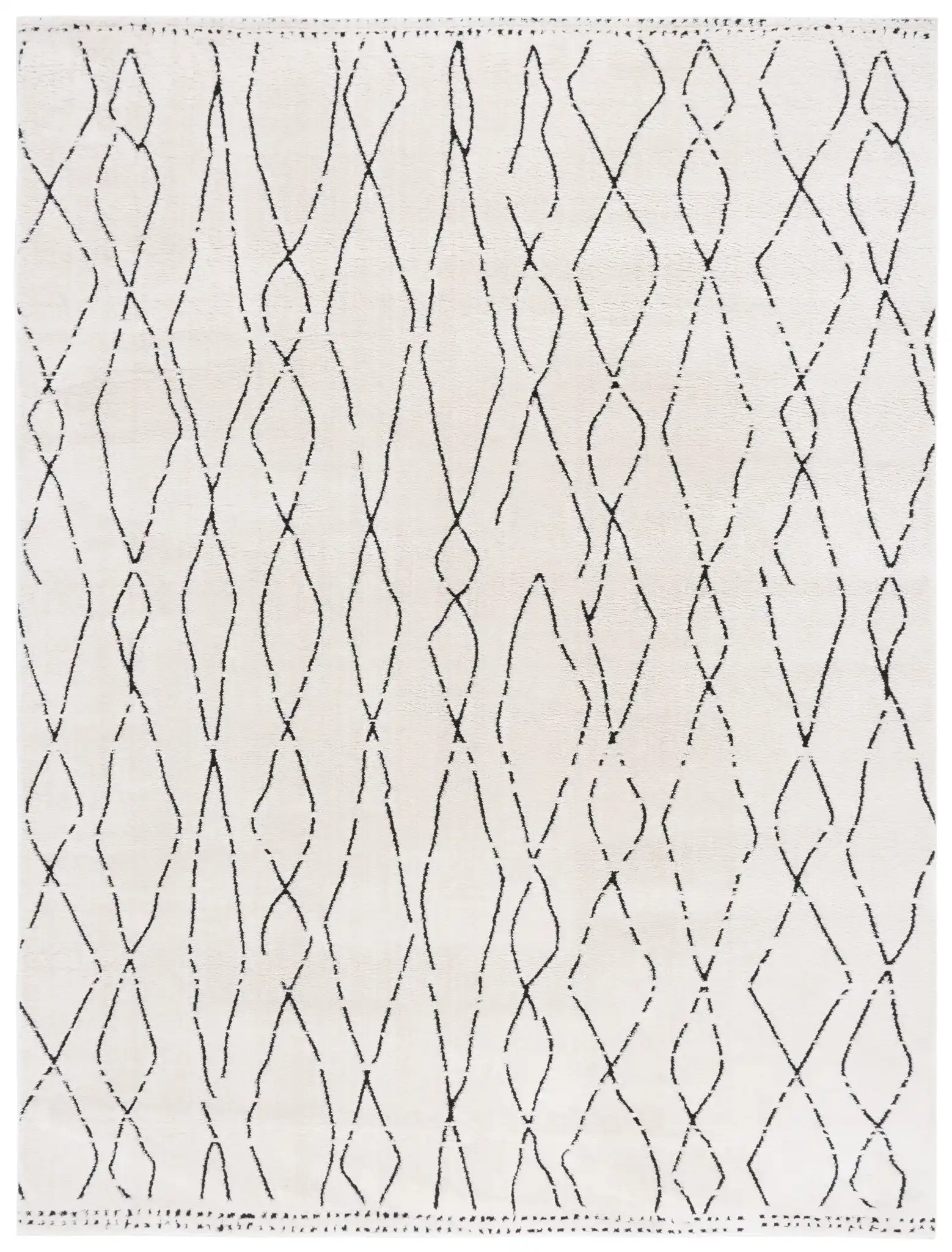 Melody Tulum Diamond Rug in Ivory / Black