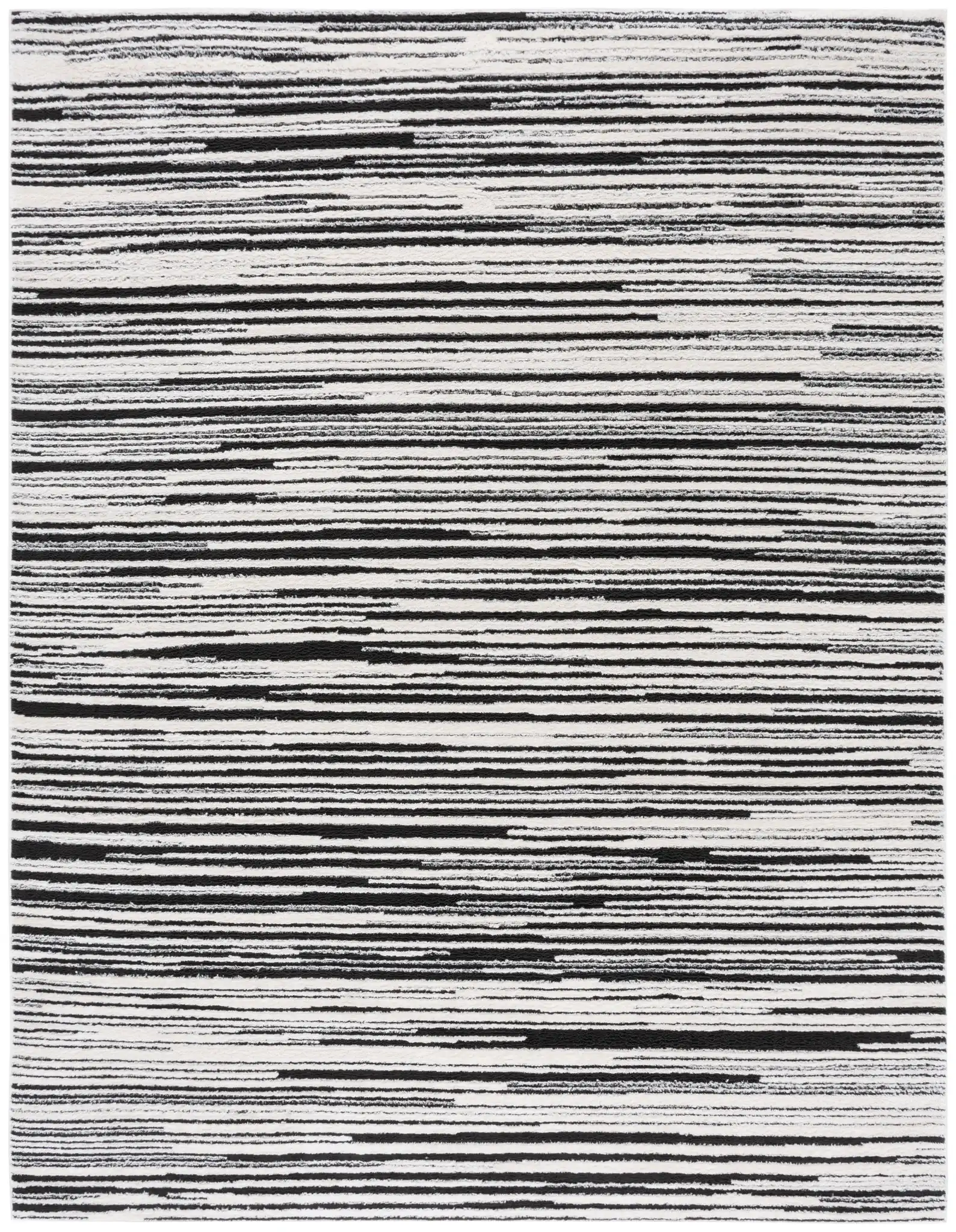 Melody Modern Linear Stripe Rug in Ivory / Black