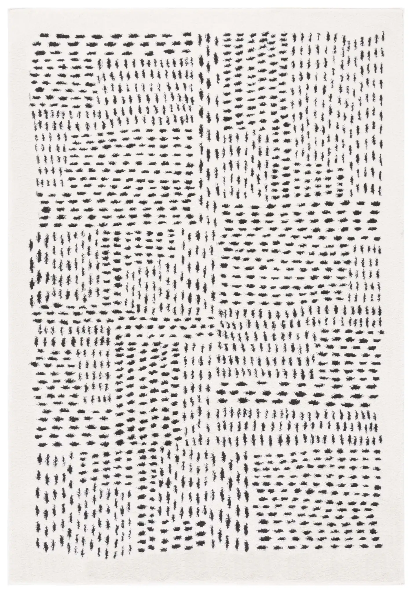 Melody Dashed Block Rug in Ivory / Black