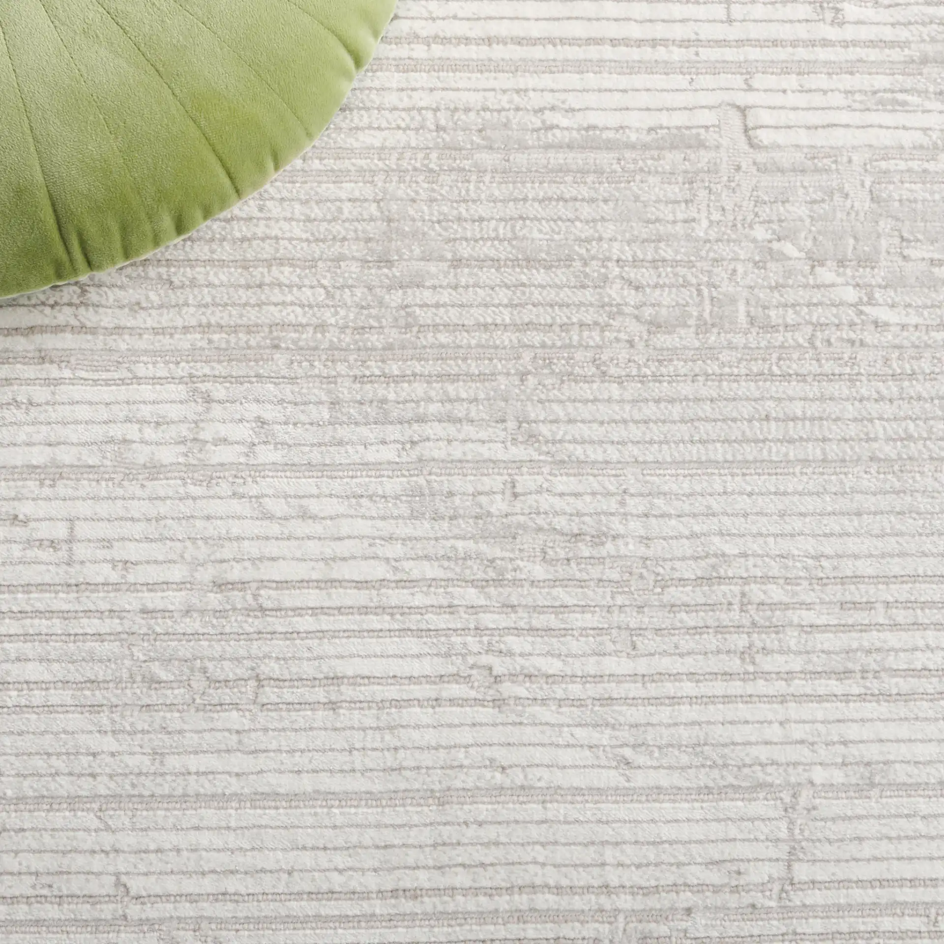 Memphis Distressed Linear Rug in Gray / Ivory in a styled room