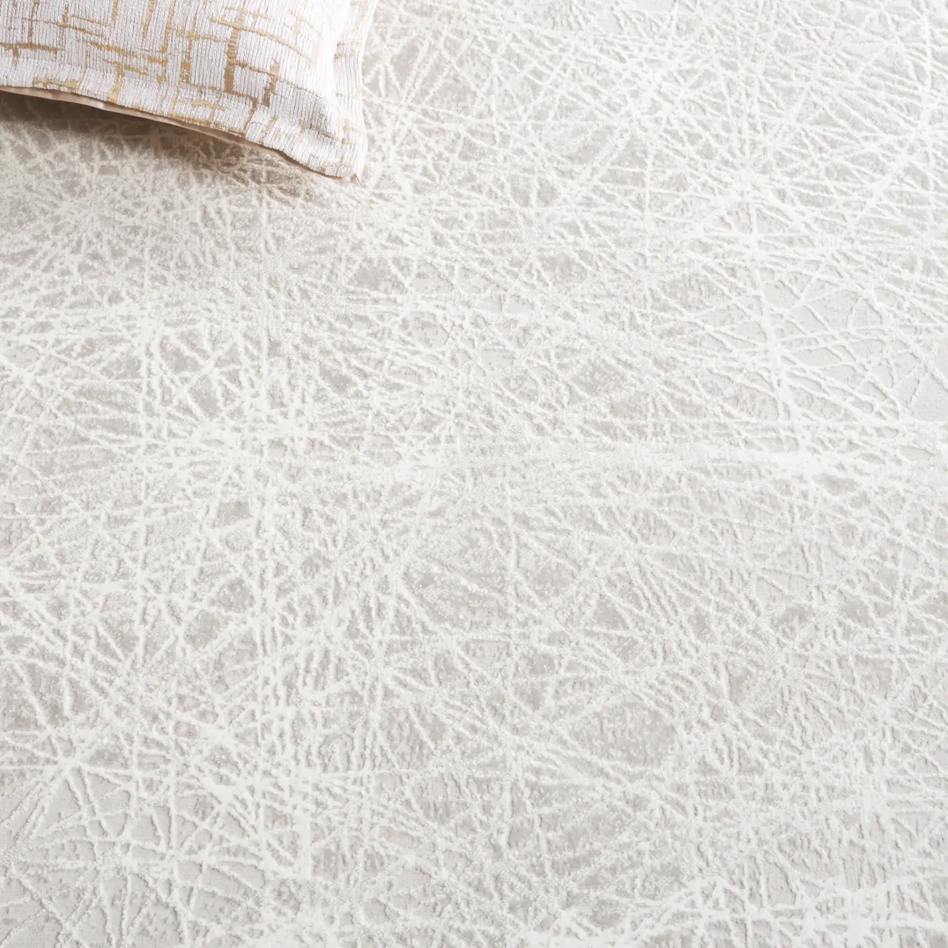 Memphis Abstract Web Rug in Gray / Ivory in a styled room