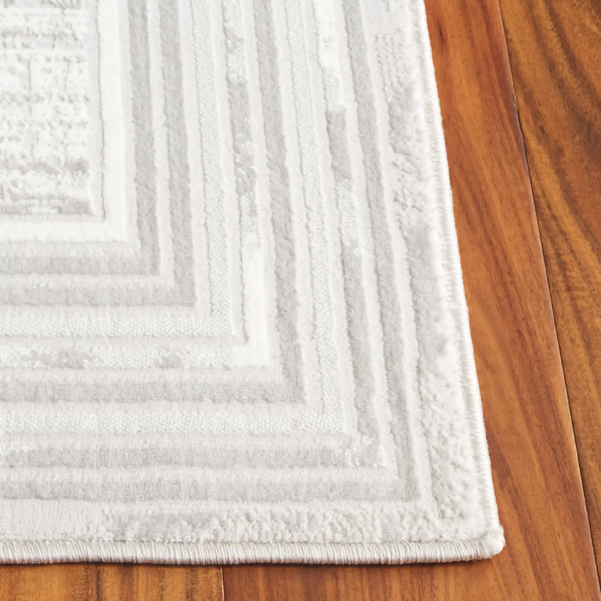 Memphis Bordered Textured Rug in Gray / Ivory in a styled room
