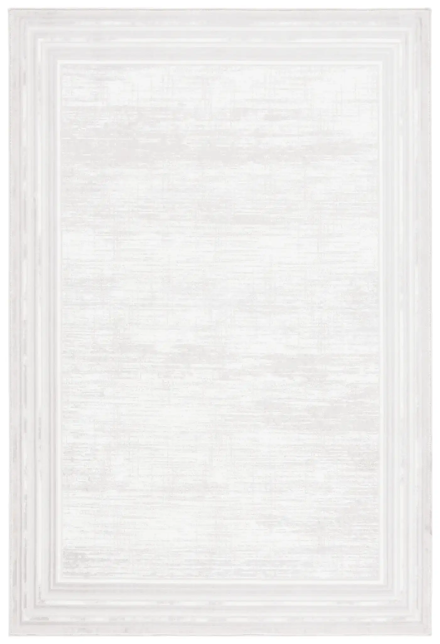 Memphis Bordered Textured Rug in Gray / Ivory