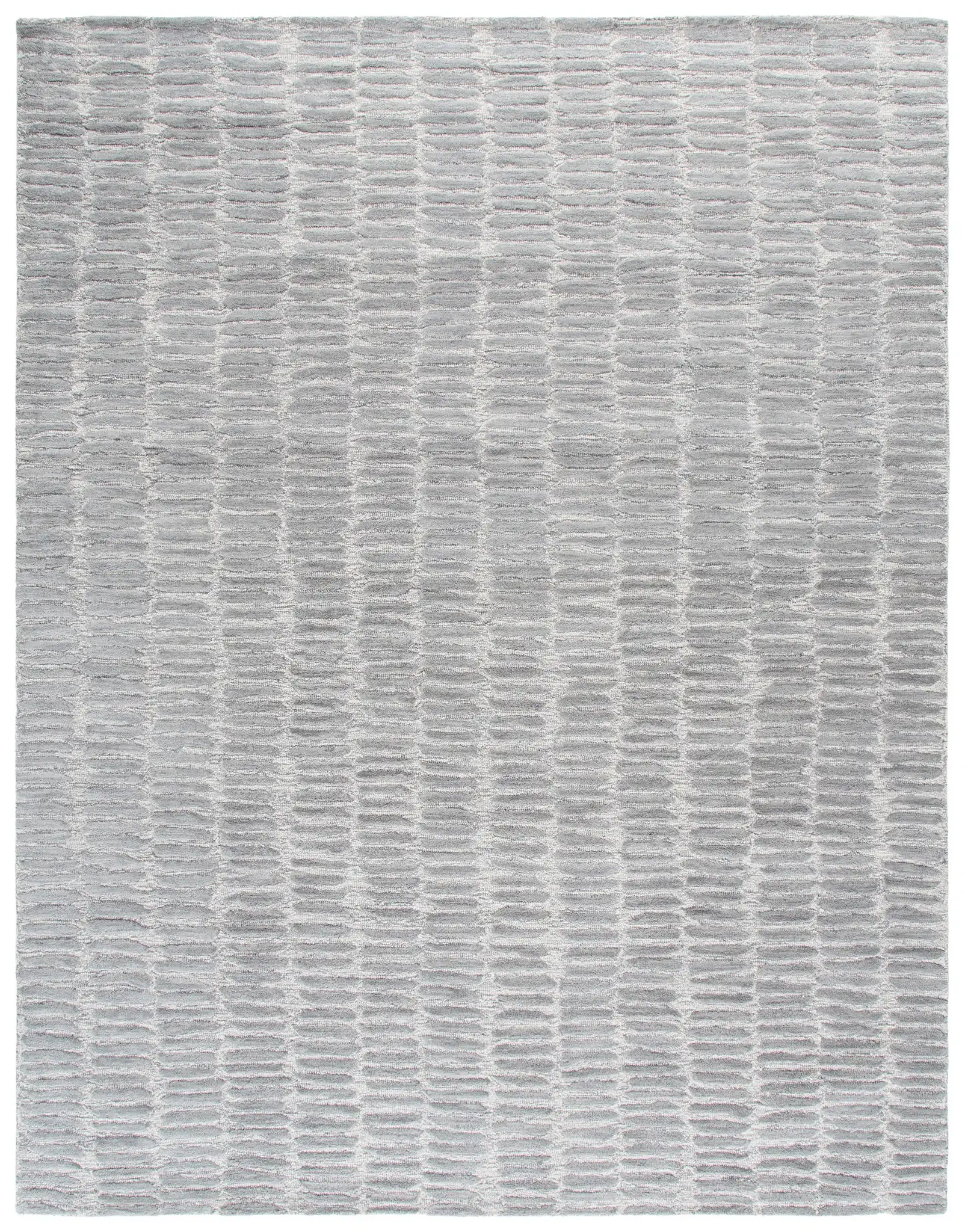 Metro Dashed Stripe Hand-Tufted Wool Rug in Silver / Gray