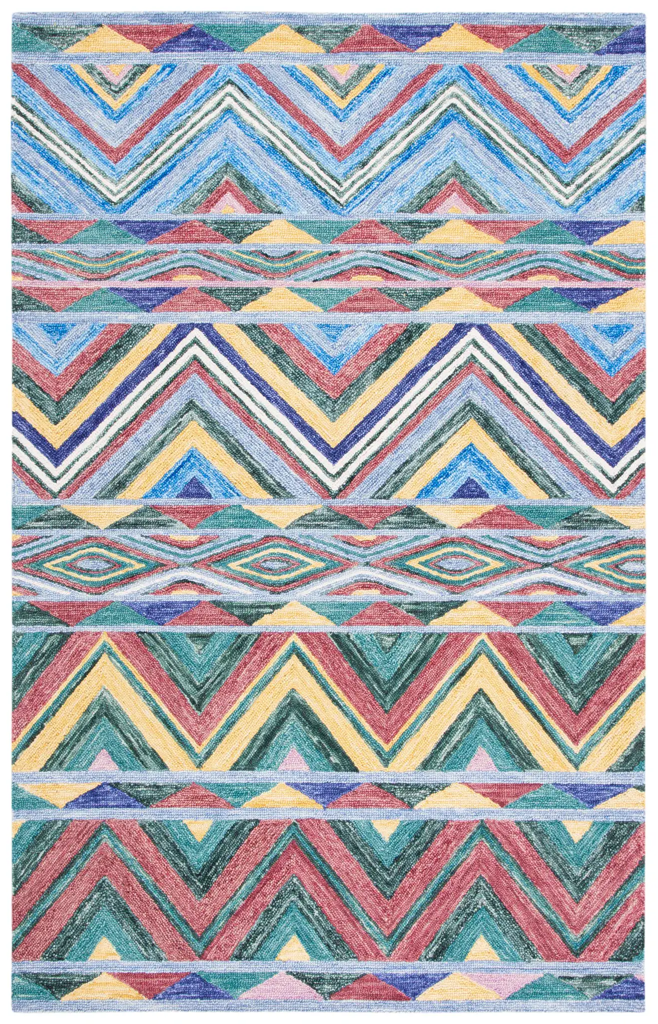 Metro Southwestern Chevron Hand-Tufted Wool Rug in Red / Blue