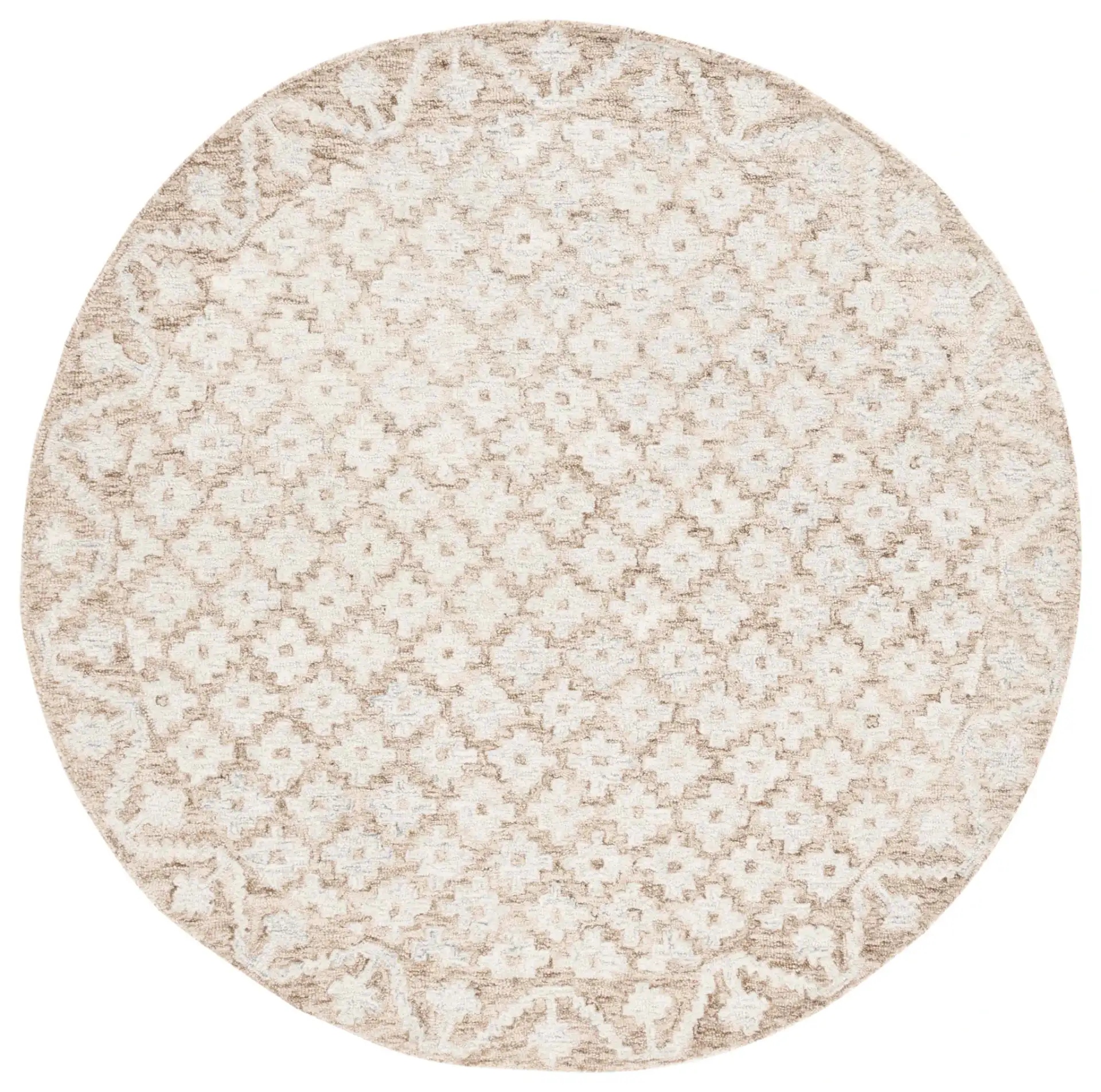 Metro Trellis Border Hand-Tufted Wool Rug in Beige / Sage