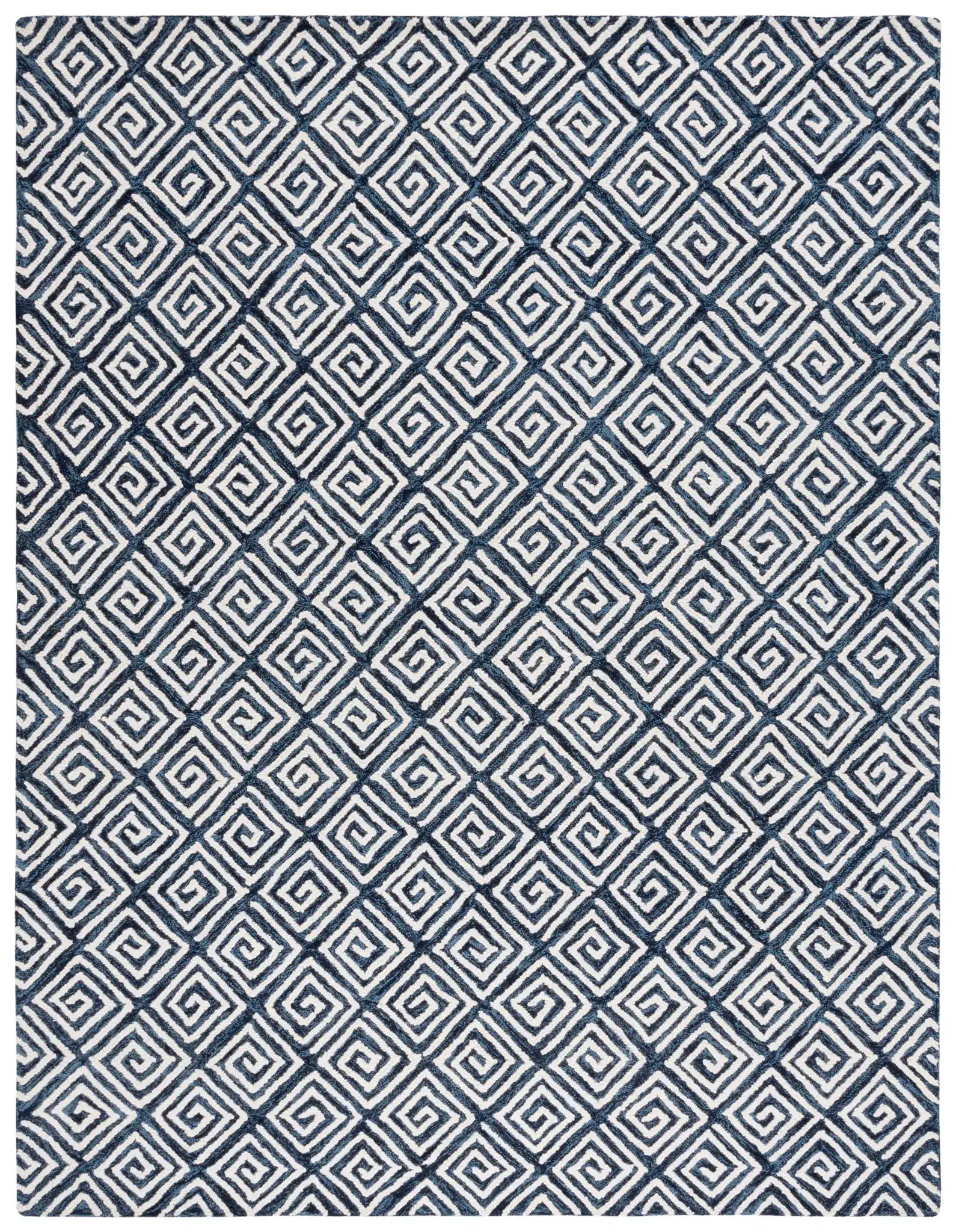 Metro Maze Hand-Tufted Wool Rug in Navy / Ivory