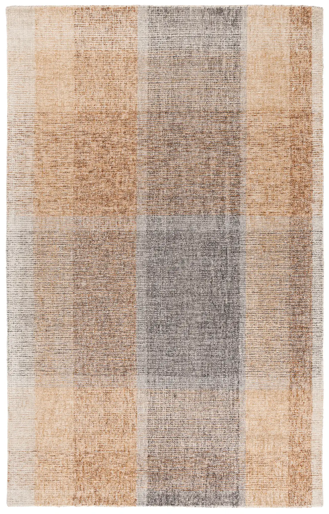 Metro Plaid Hand-Tufted Wool Rug in Light Brown / Blue