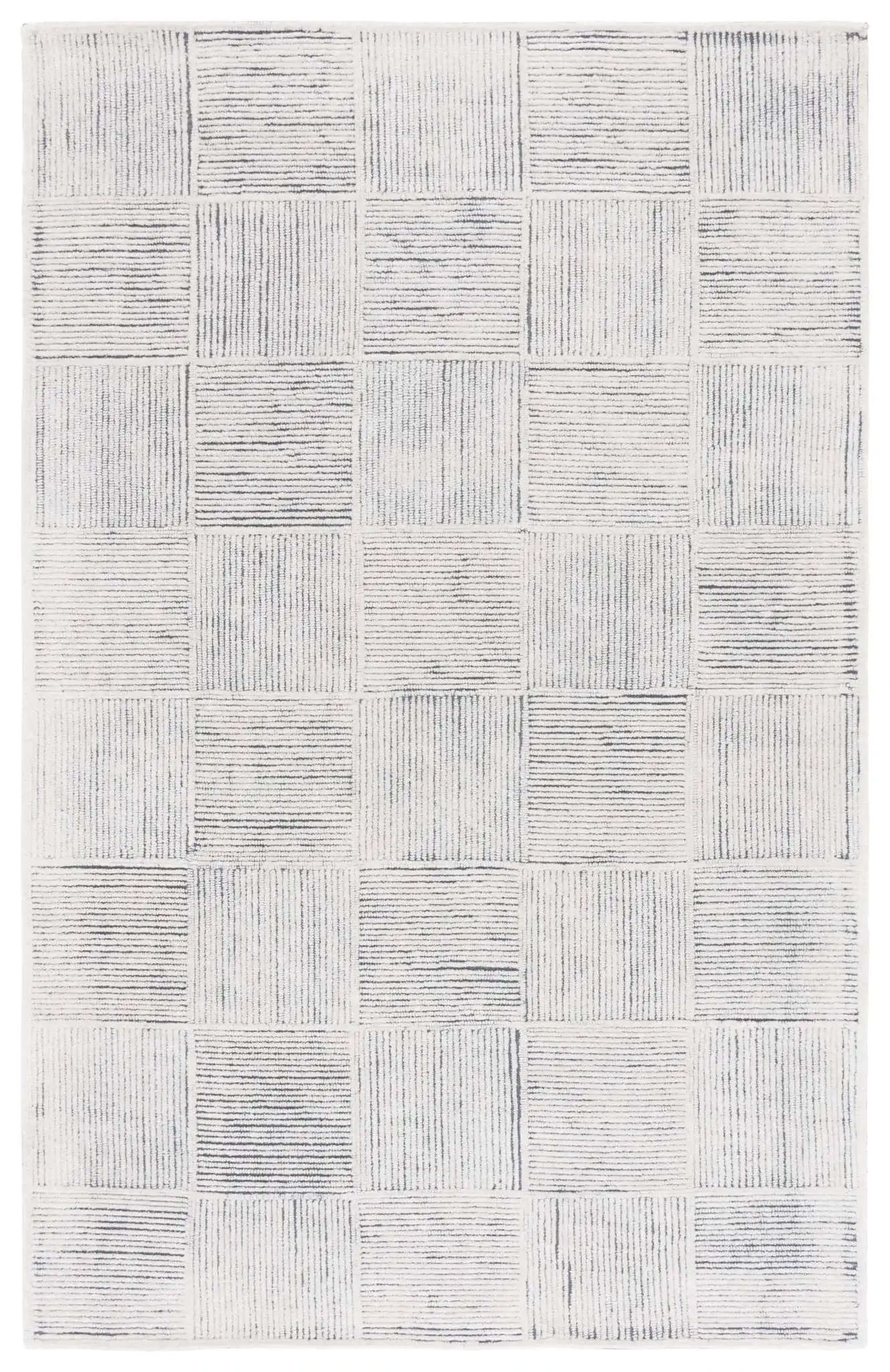Metro Modern Checkerboard Hand-Tufted Wool Rug in Ivory / Charcoal