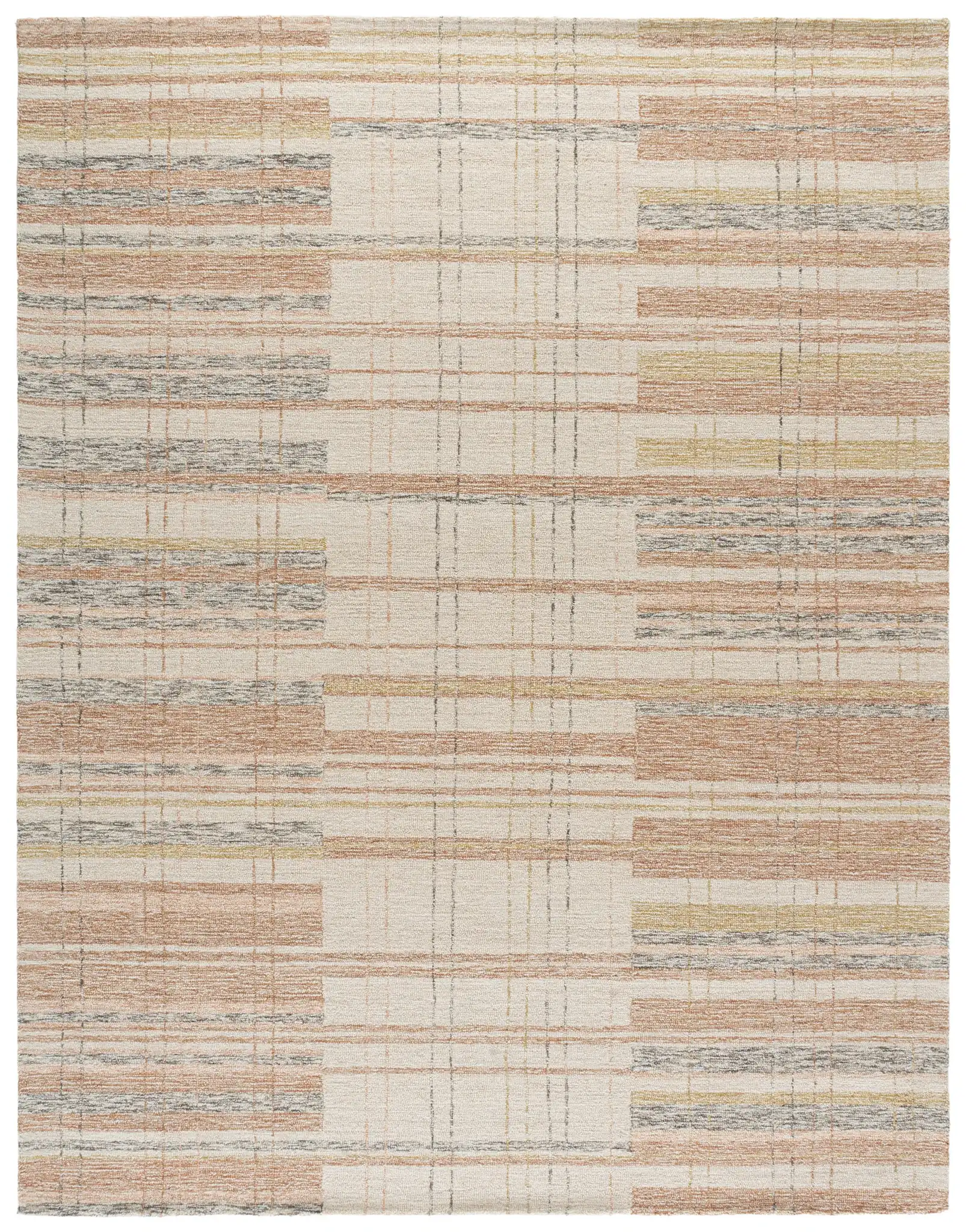 Metro Plaid Hand-Tufted Rug in Ivory / Rust