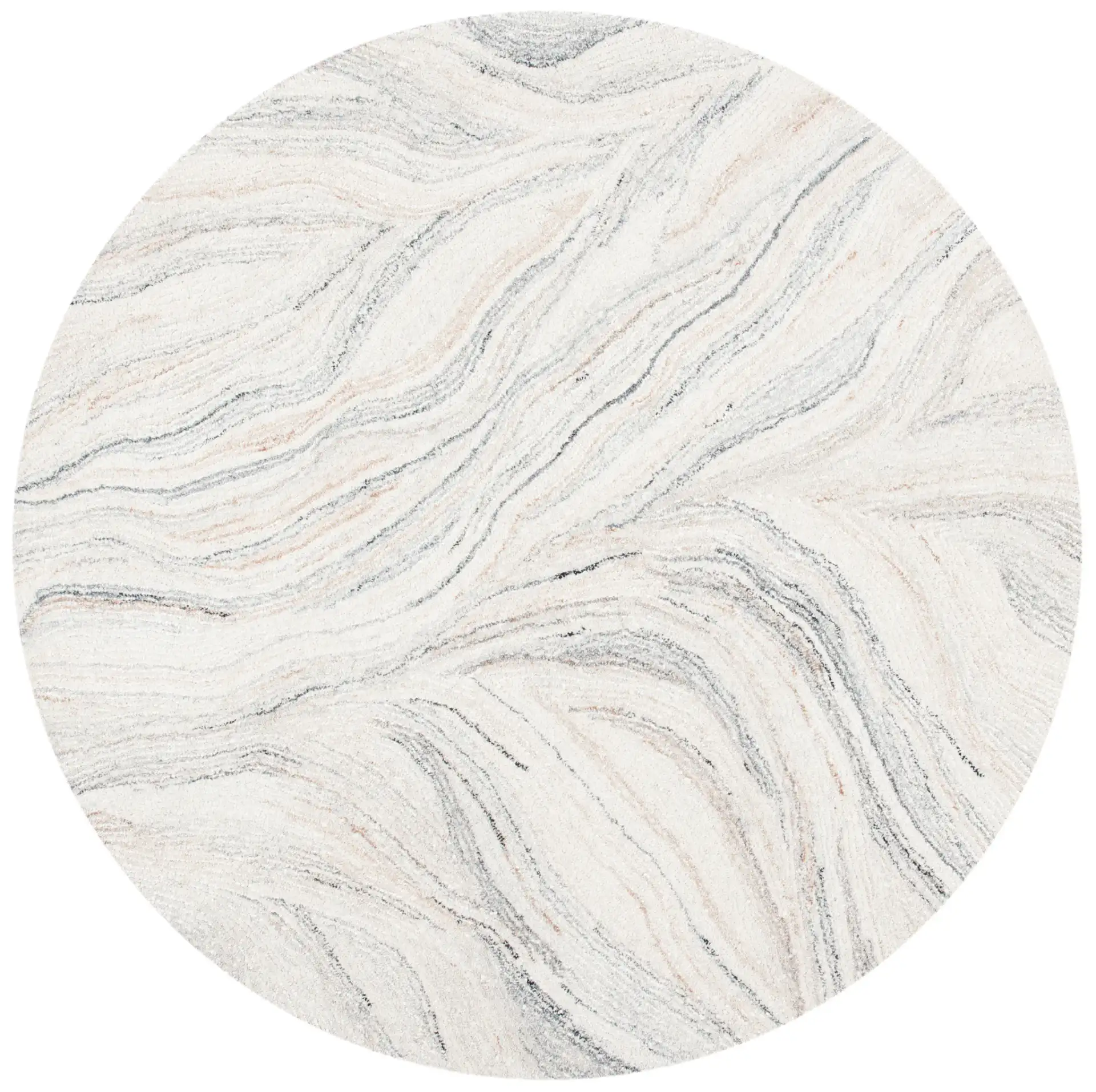 Metro Wavy Line Hand-Tufted Wool Rug in Ivory / Gray