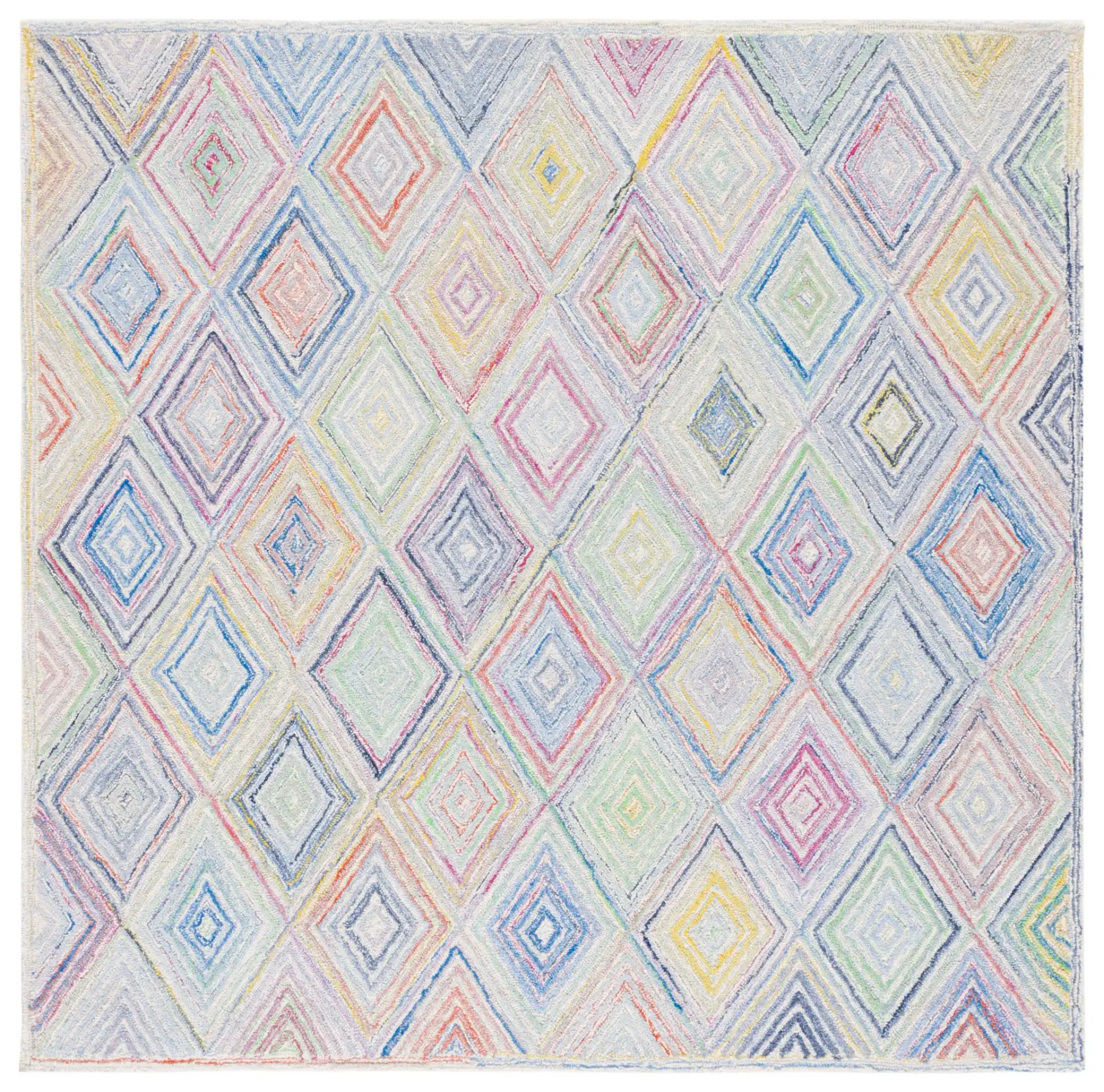 Metro Concentric Diamond Hand-Tufted Rug in Blue / Green