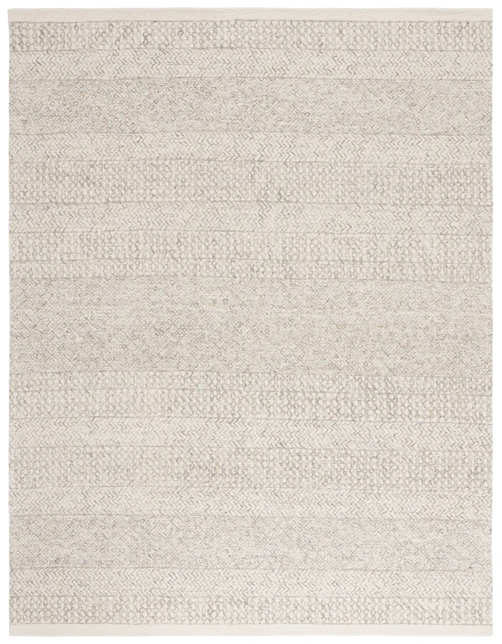 Metro Chevron Stripe Hand-Tufted Wool Rug in Ivory
