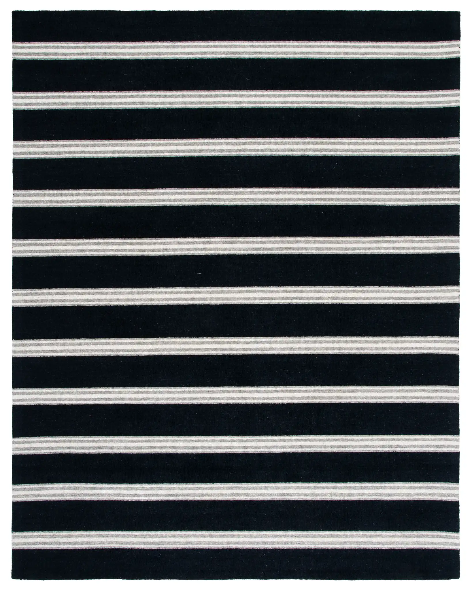 Metro Striped Hand-Tufted Wool Rug in Black / Ivory