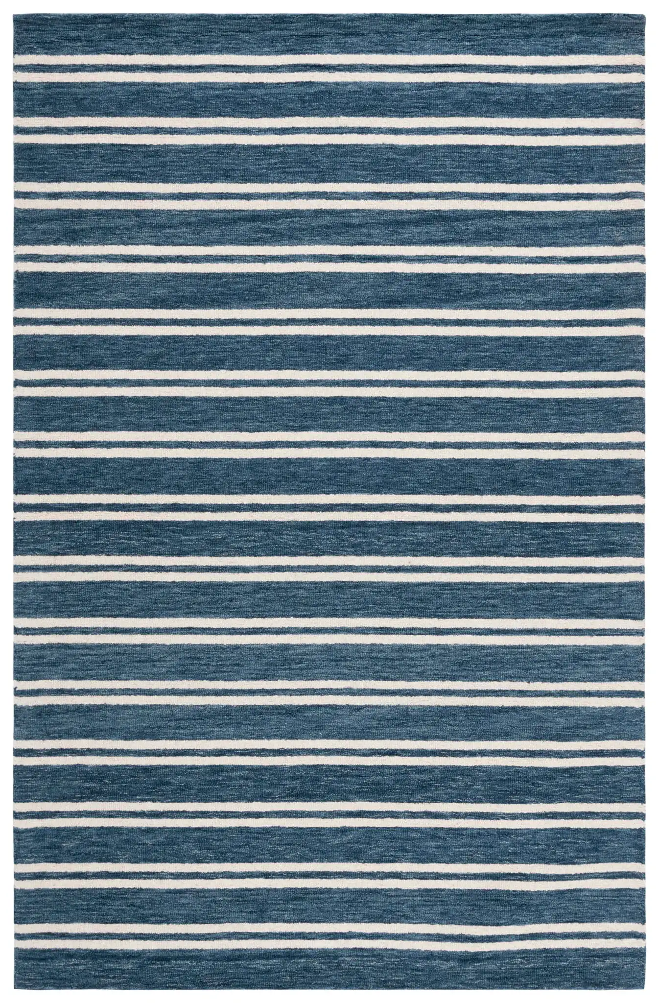 Metro Stripe Hand-Tufted Rug in Blue / Ivory, detail view