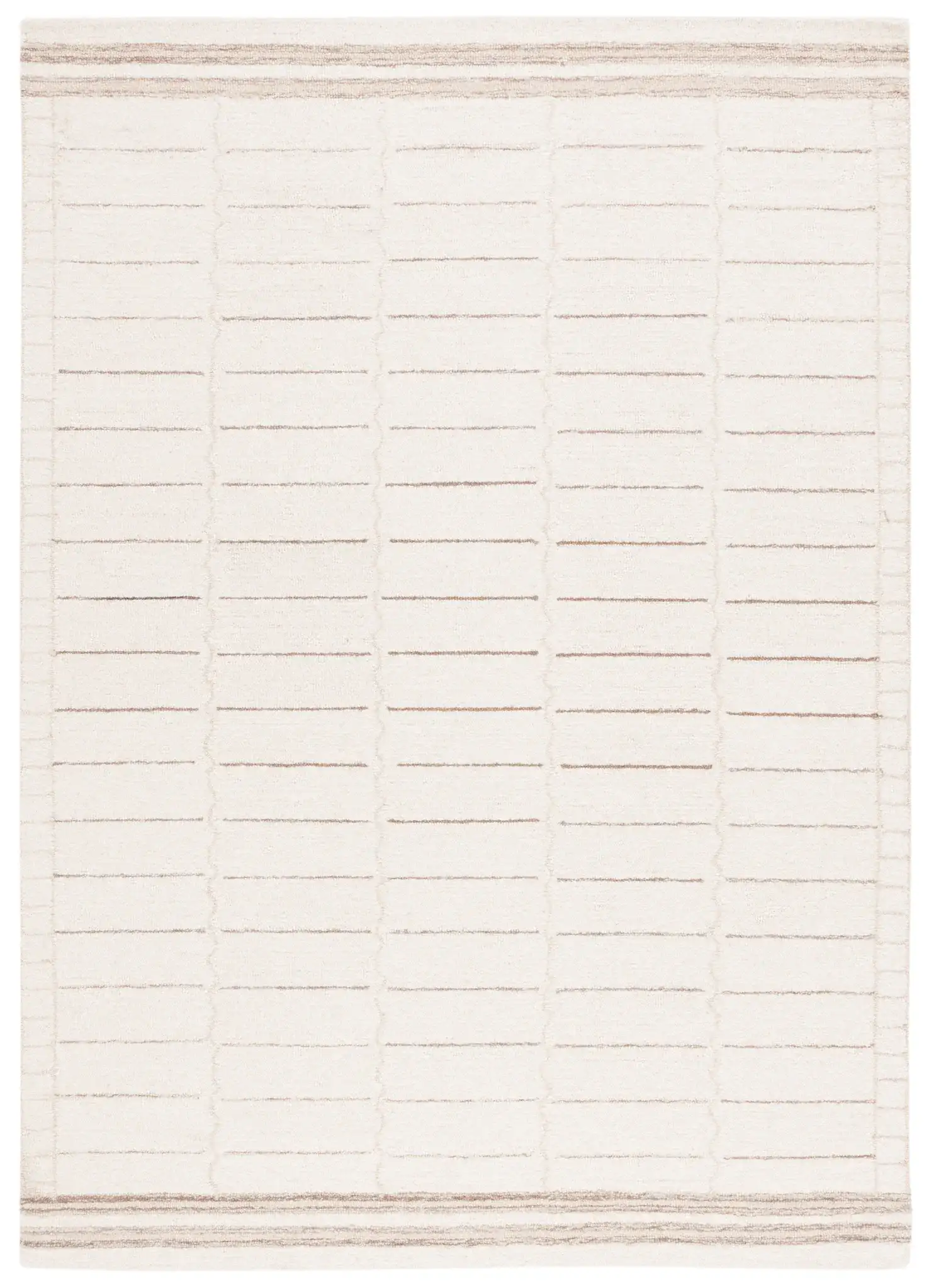 Metro Bordered Grid Hand-Tufted Wool Rug in Ivory / Brown
