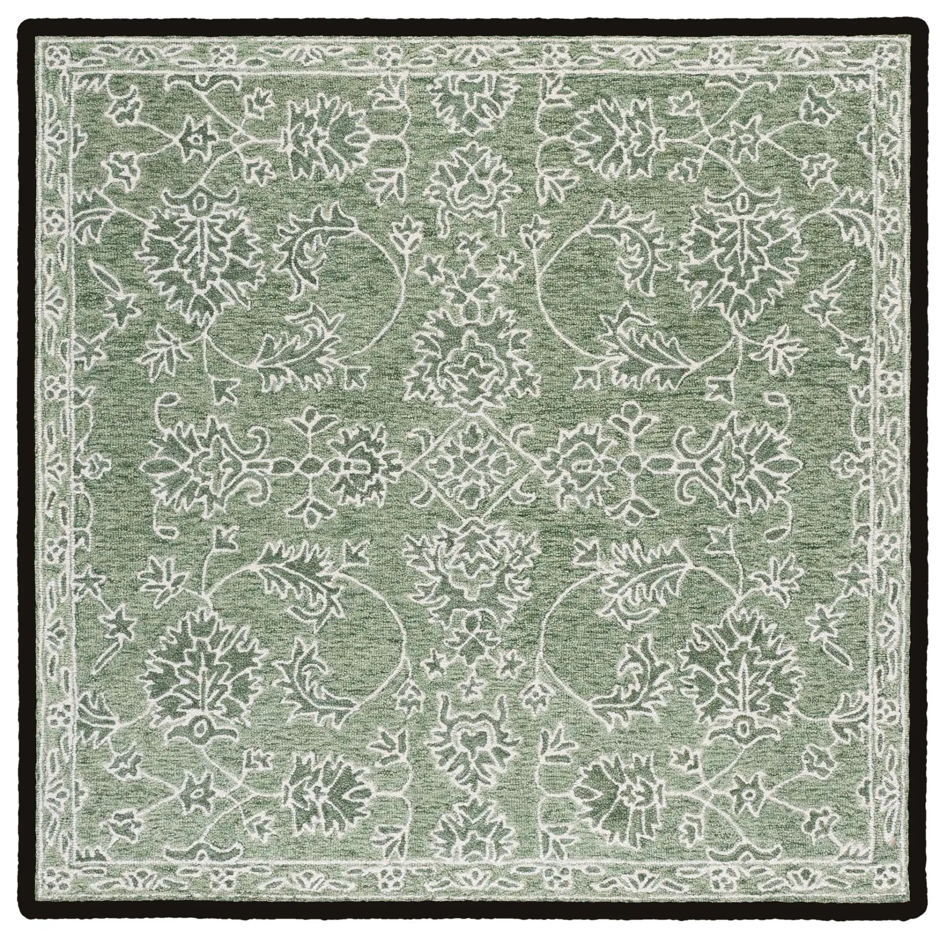 Metro Acanthus Scroll Hand-Tufted Wool Rug in Sage / Green