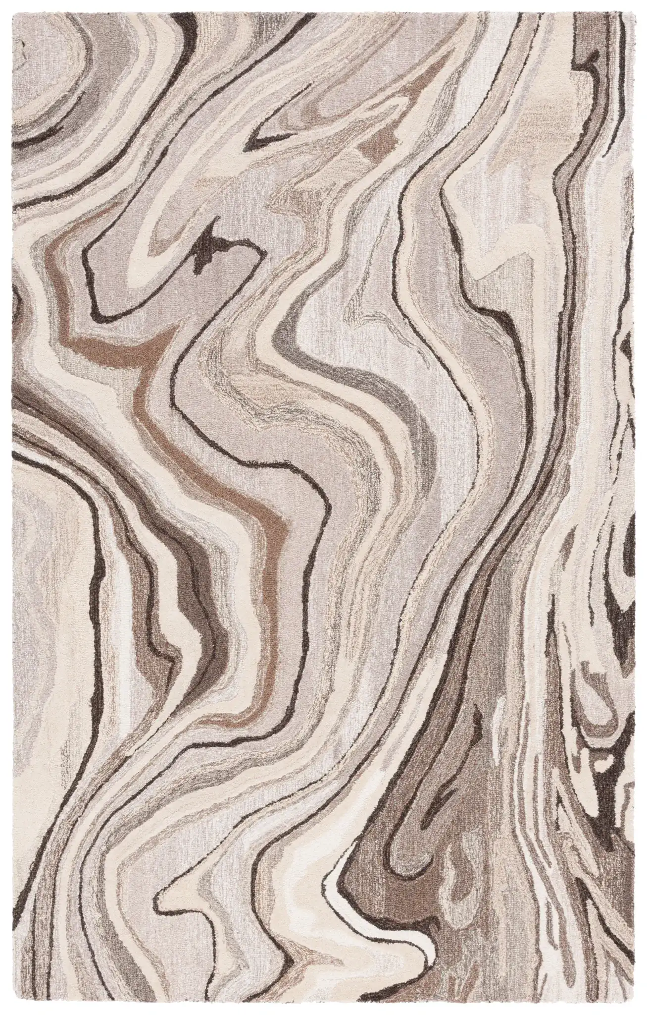 Metro Marble Hand-Tufted Wool Rug in Brown / Ivory