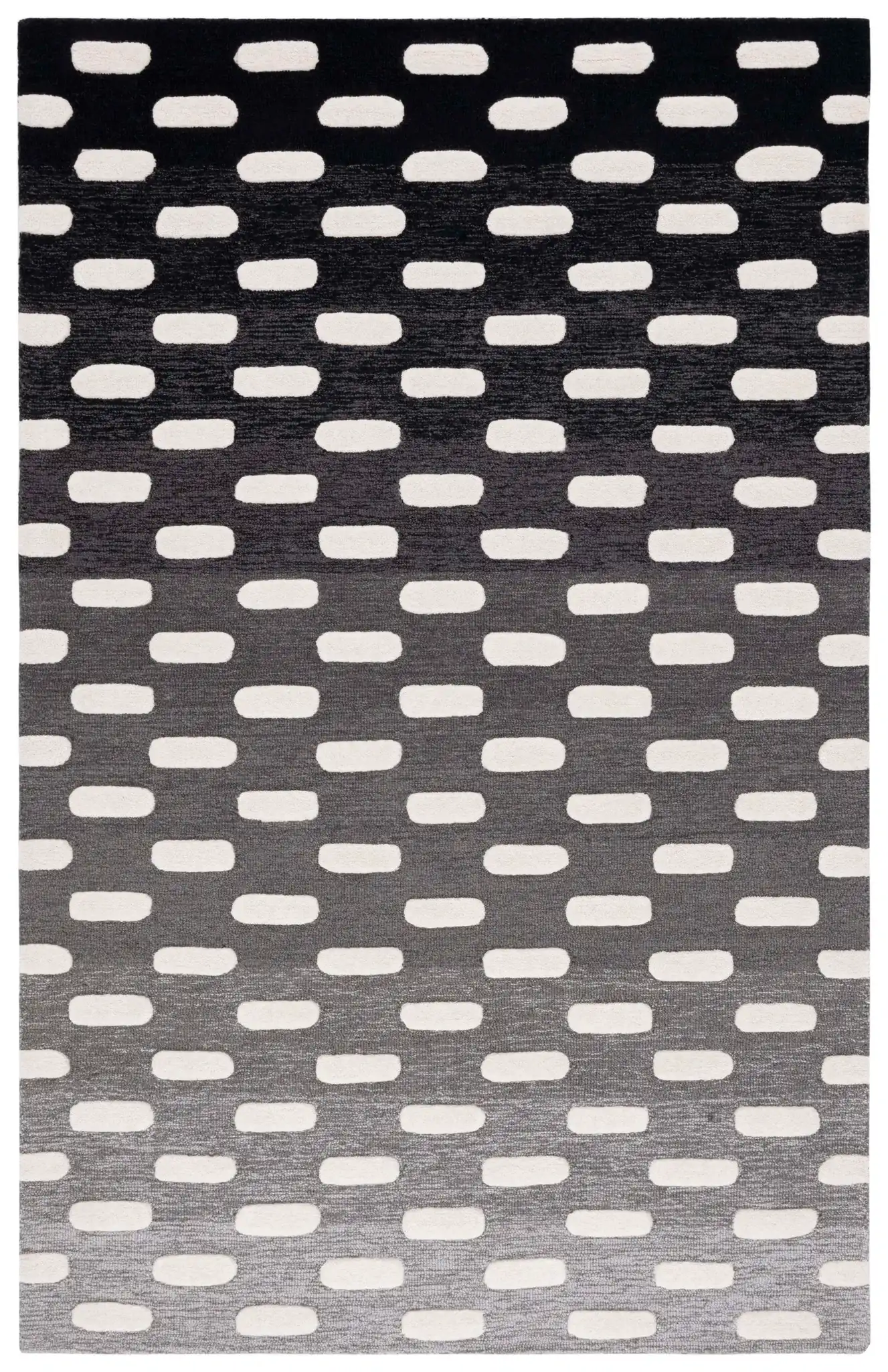 Metro Gradient Dash Hand-Tufted Wool Rug in Black / Ivory