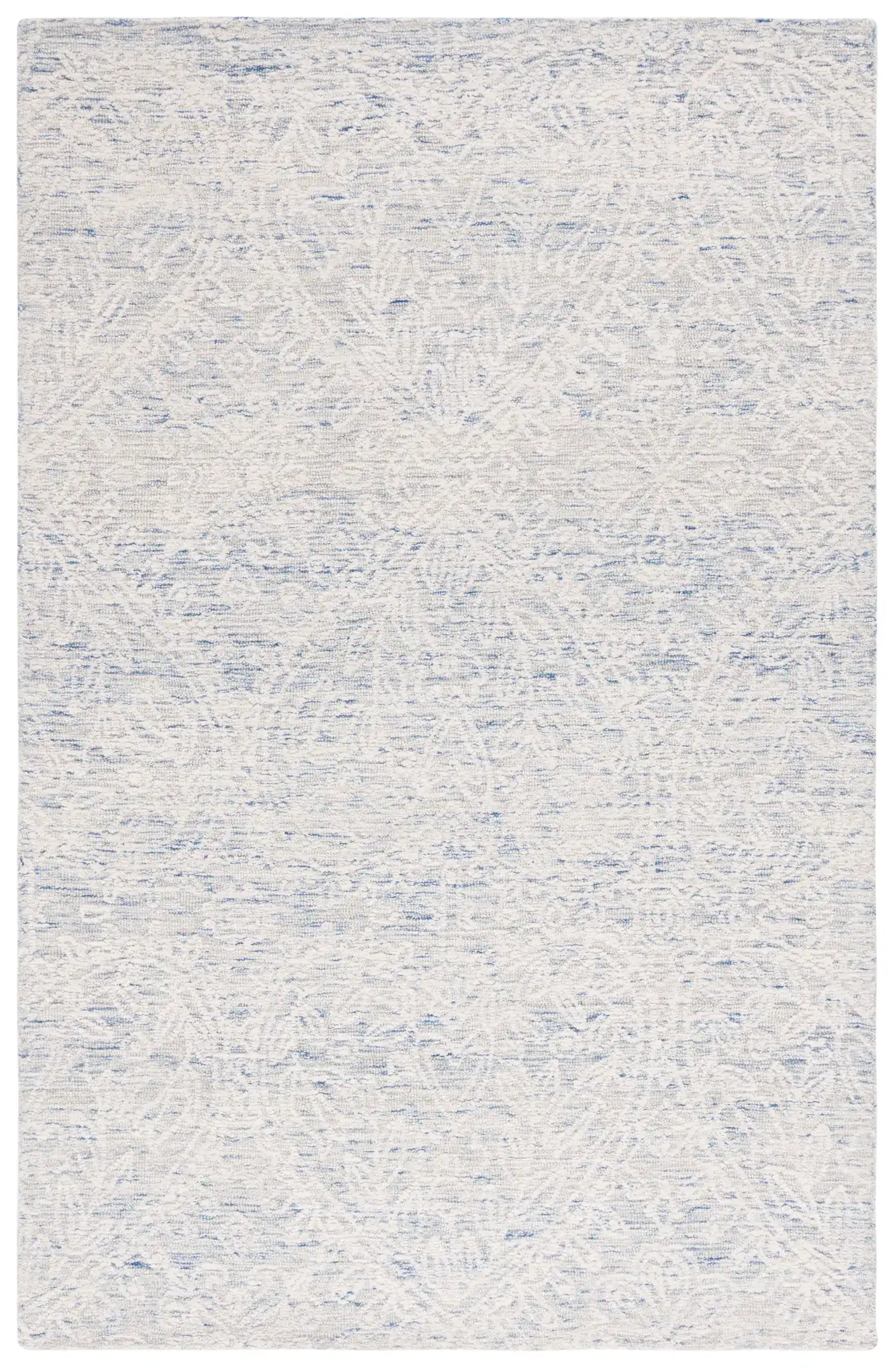 Metro Damask Trellis Hand-Tufted Wool Rug in Blue / Ivory
