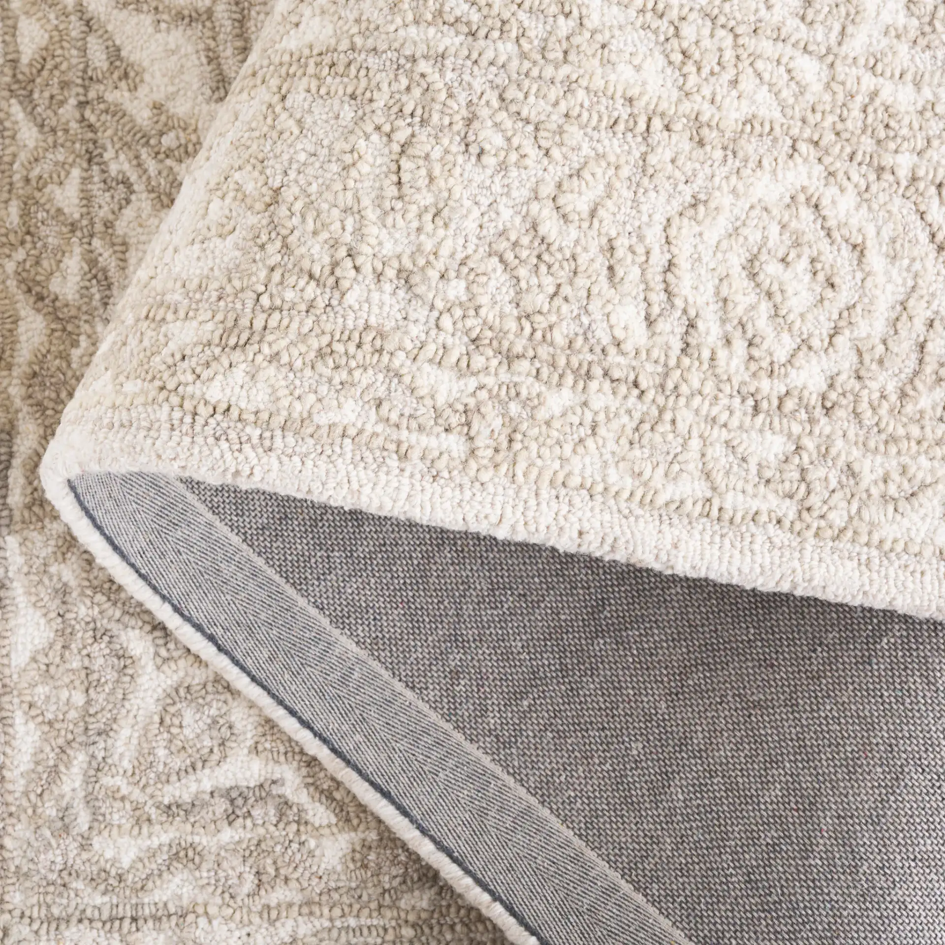 Metro Traditional Persian Medallion Hand-Tufted Wool Rug in Light Brown / Ivory in a styled room
