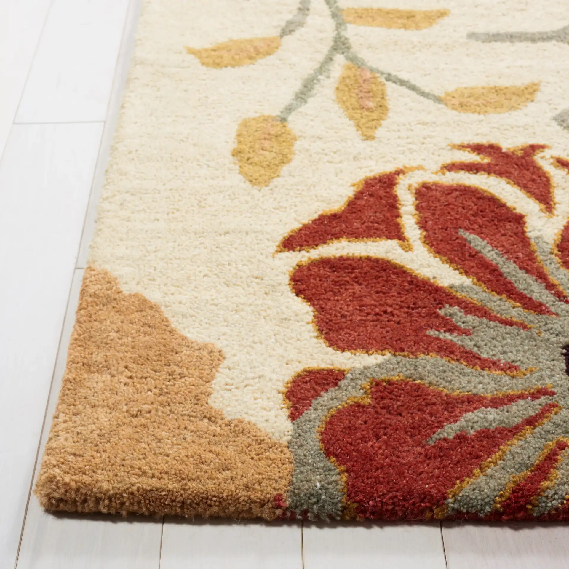 Metro Floral Hand-Tufted Wool Rug in Multicolor in a styled room