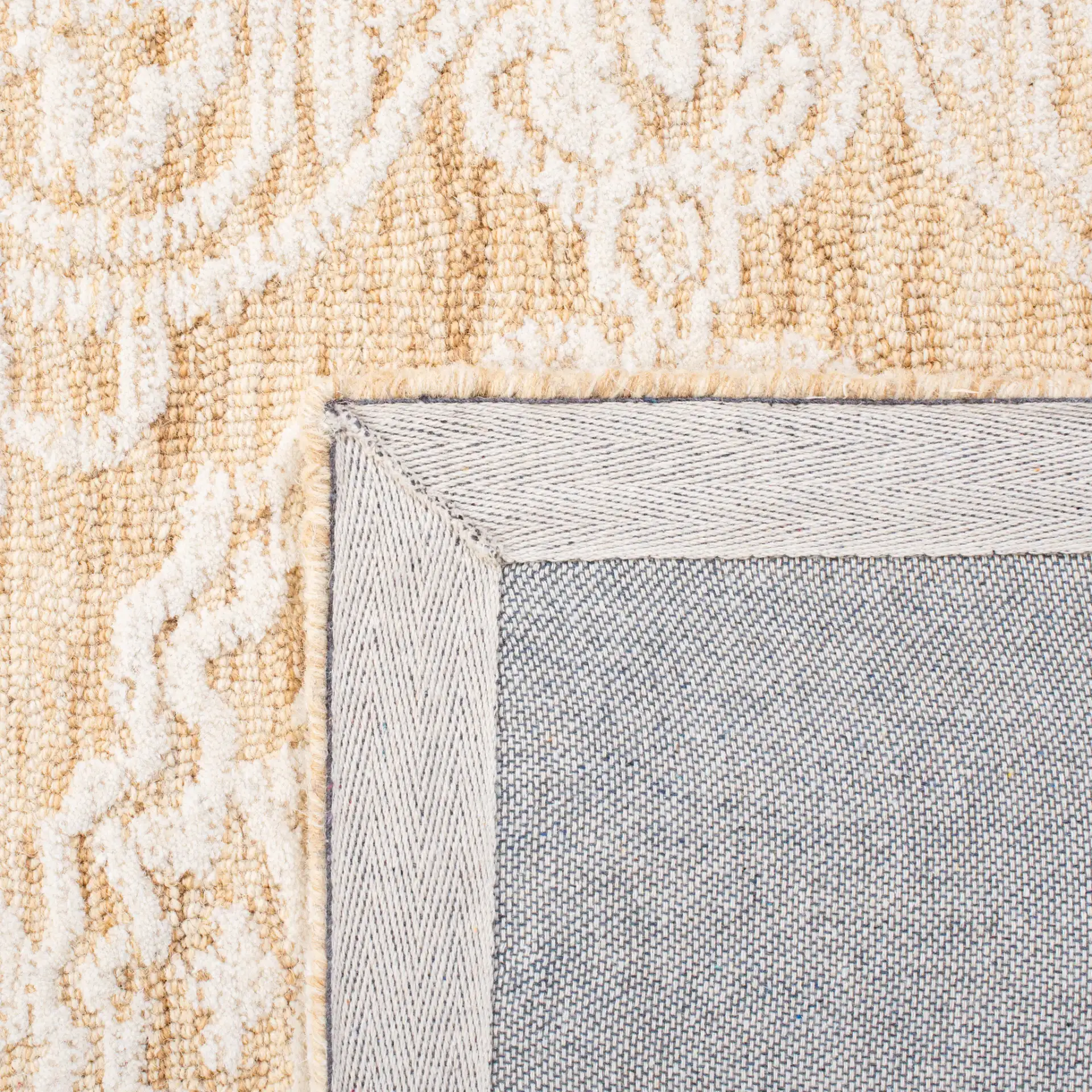 Metro Damask Medallion Hand-Tufted Wool Rug in Gold / Ivory in a styled room