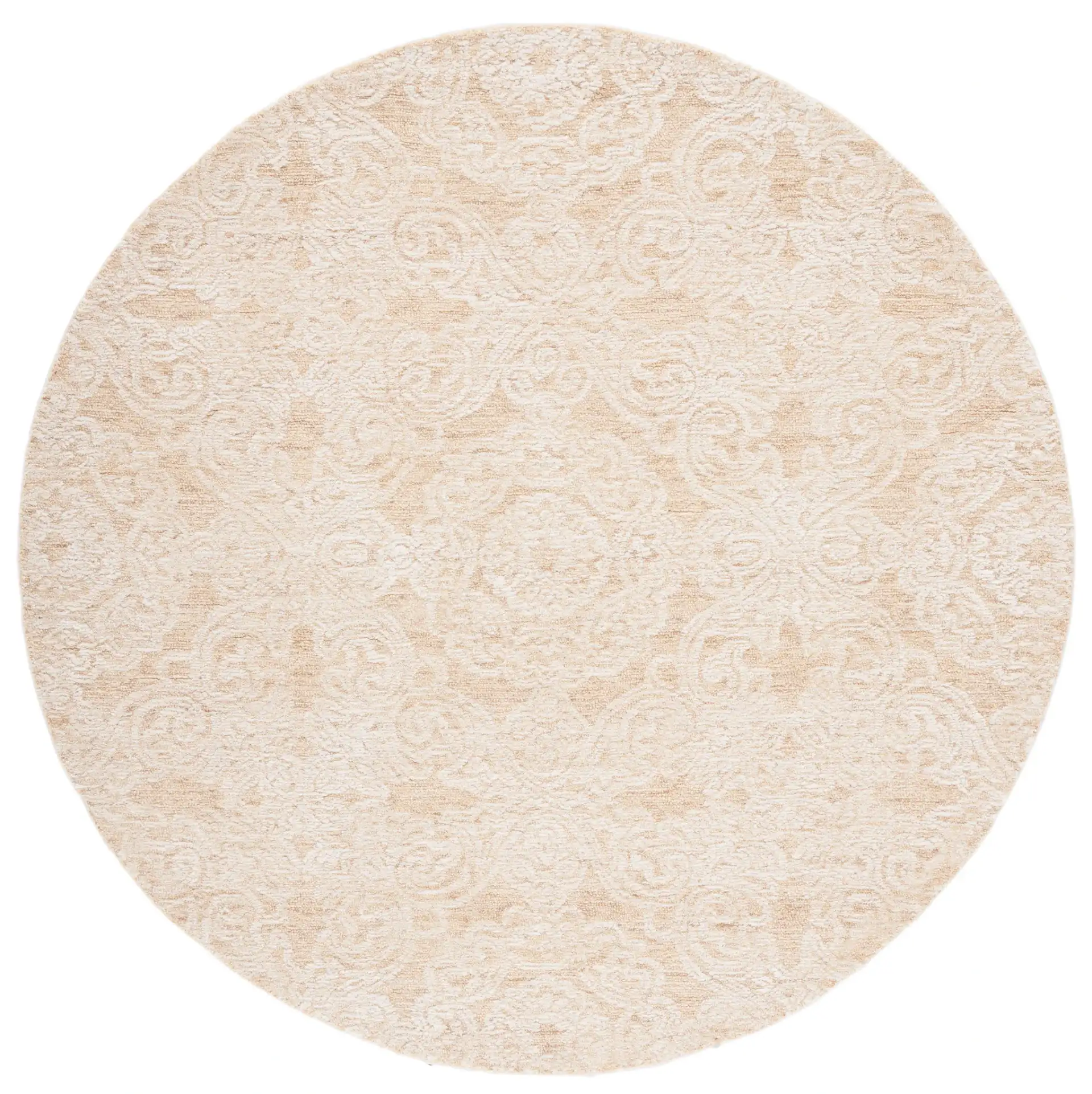 Metro Damask Medallion Hand-Tufted Wool Rug in Gold / Ivory