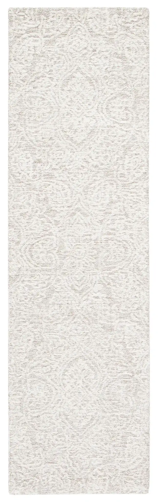 Metro Distressed Damask Hand-Tufted Wool Rug in Natural / Ivory