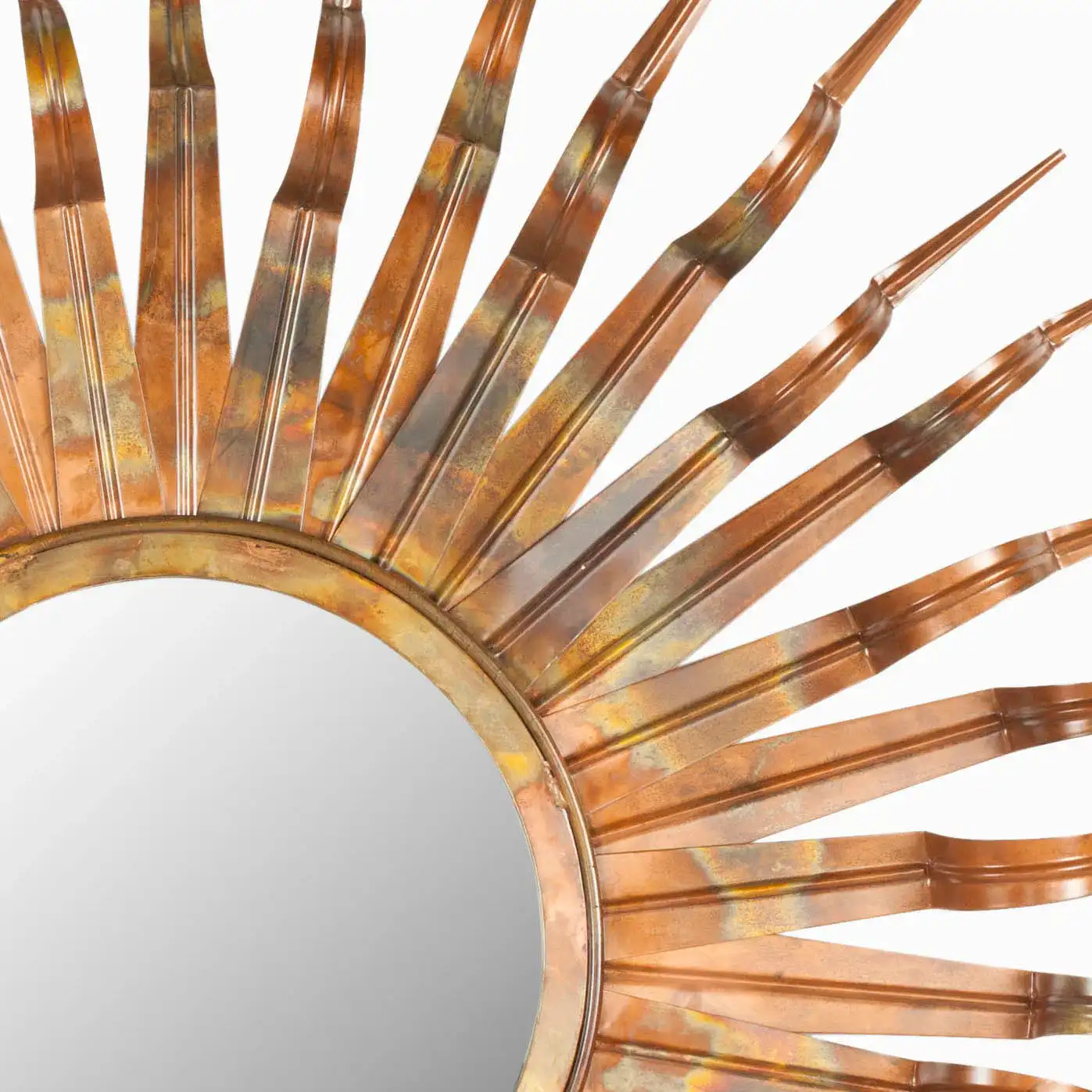 Sun Mirror in Burnt Copper in a styled room