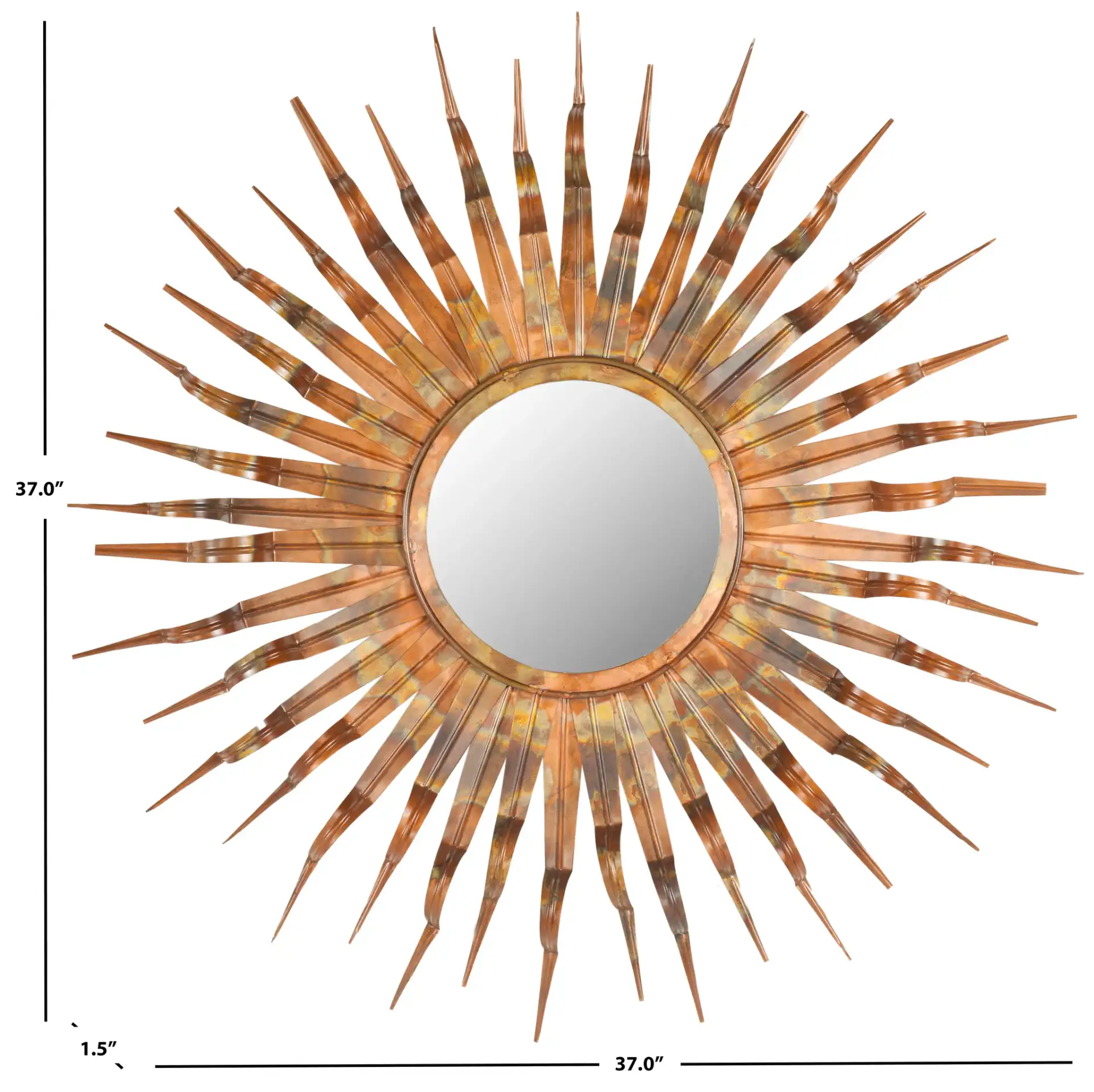 Sun Mirror in Burnt Copper, detail view
