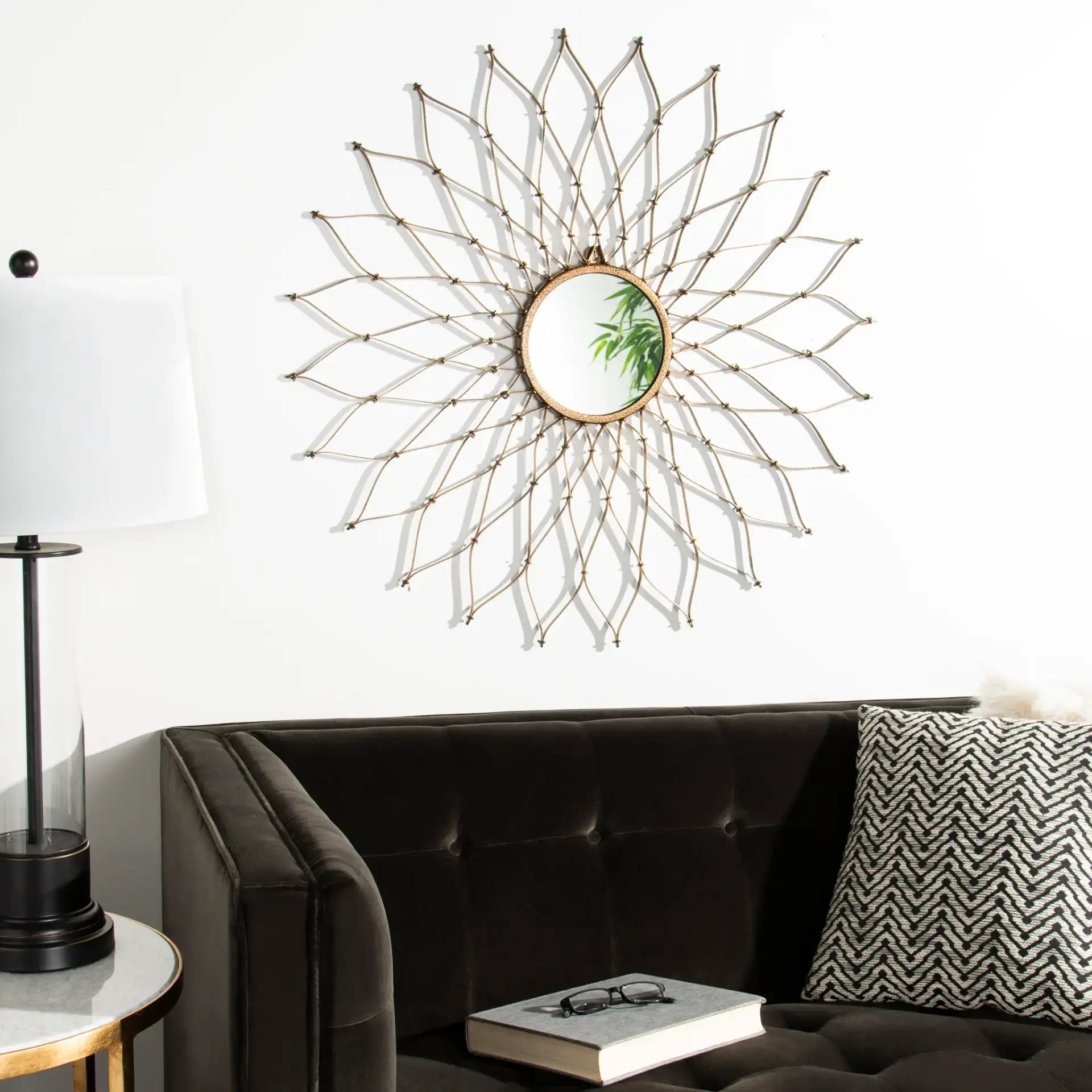 Onile Mirror in Gold in a styled room
