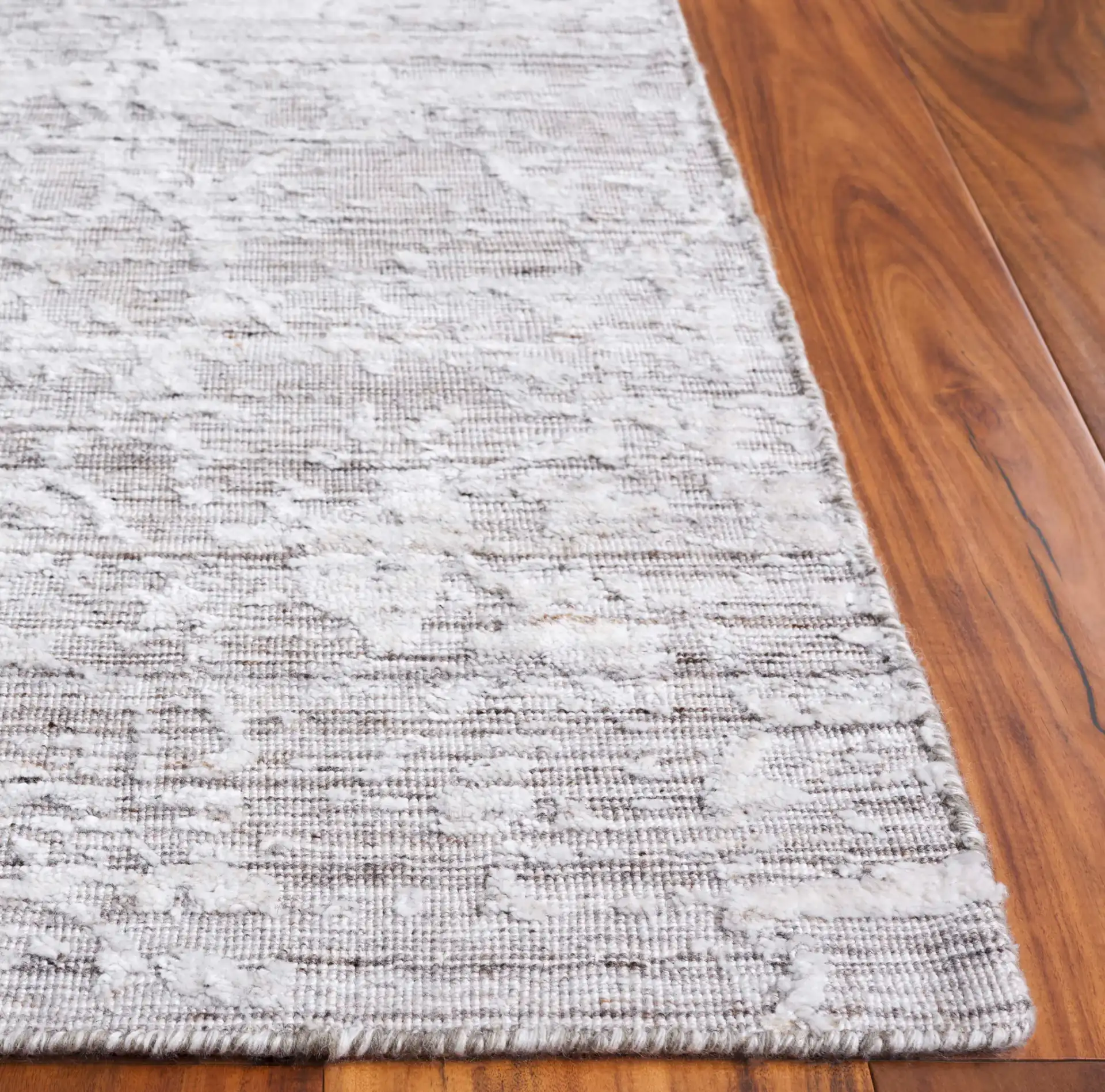Mirage Abstract Crackle Hand-Loomed Rug in Ivory / Taupe in a styled room